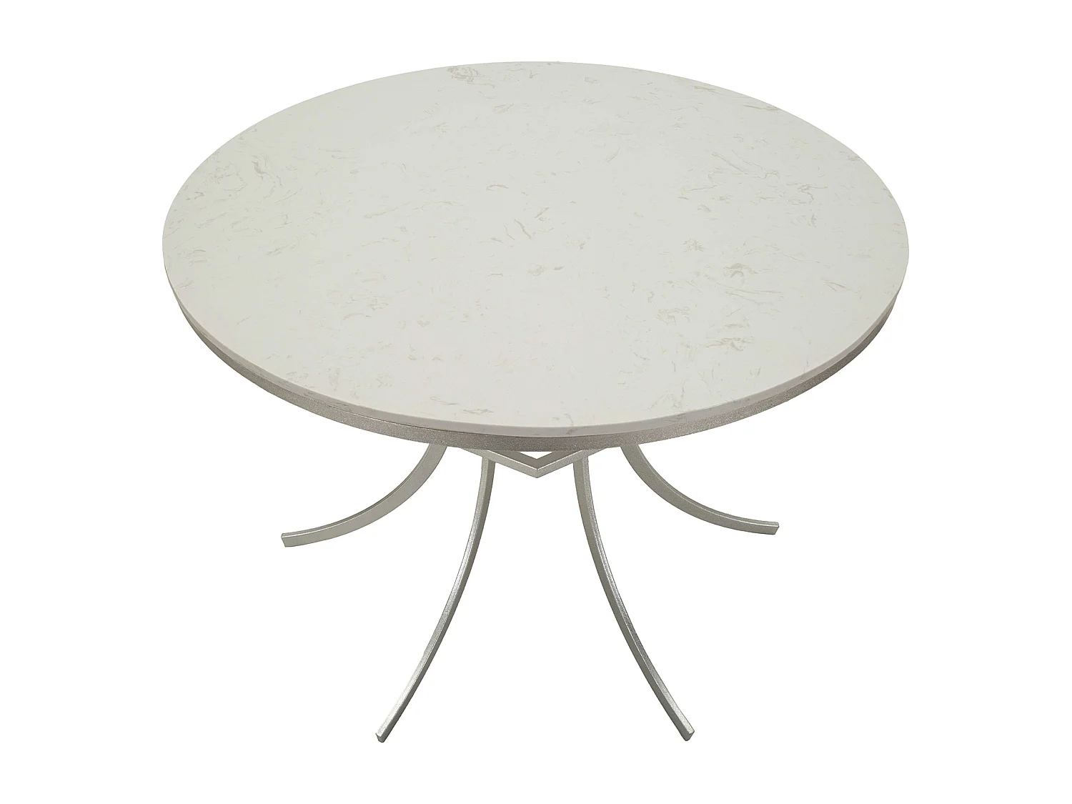 Tavolo Fisso Otmar, 2 Posti, 100x100x77h cm Bianco Marmo, Piano Effetto Marmo, Forma Rotondo