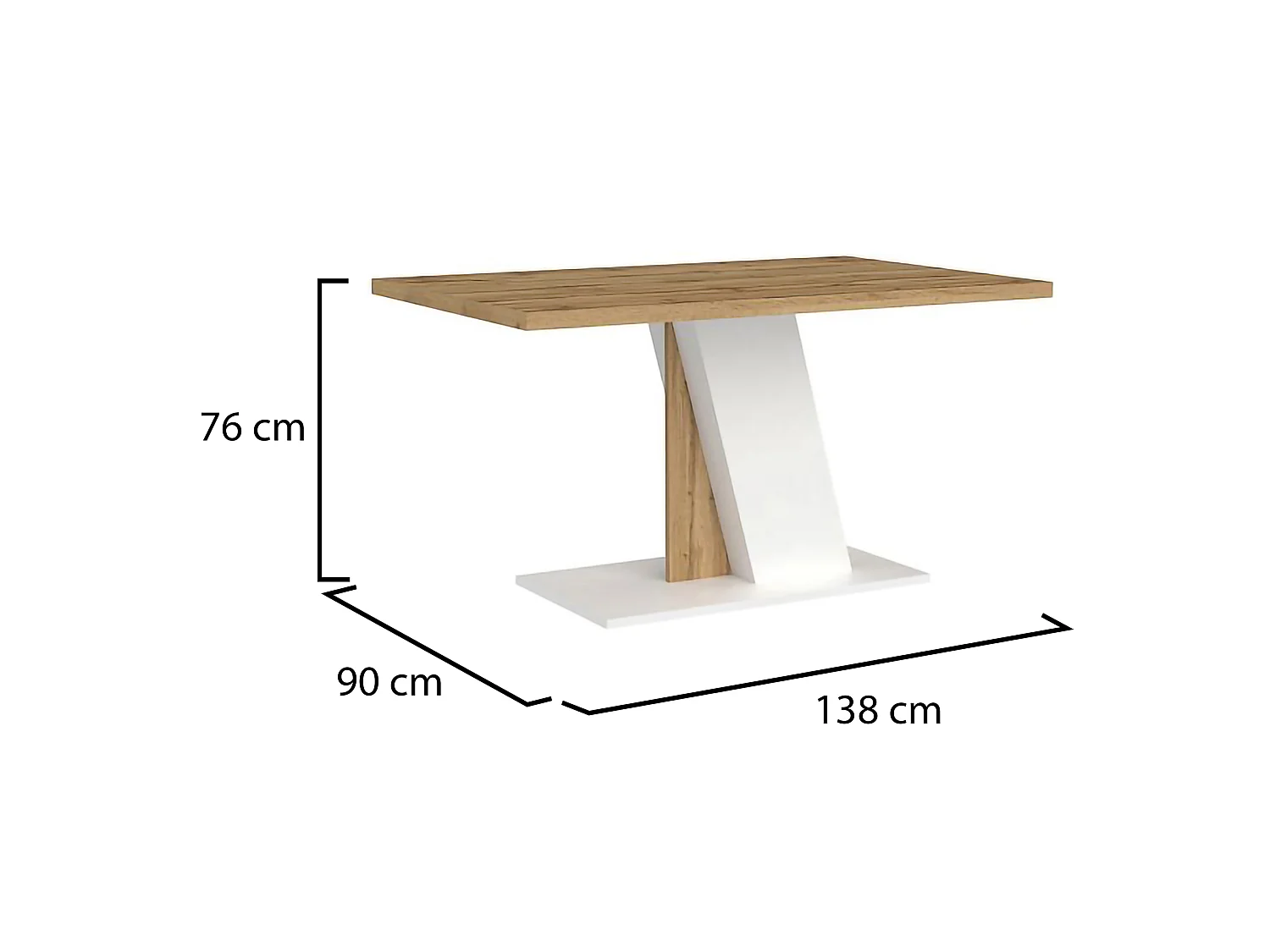 Table Fixe Livani, 6 Places, 138x90x76h cm Chêne Brun Noueux, Forme Rectangulaire, Teinte Structure Chêne Noueux