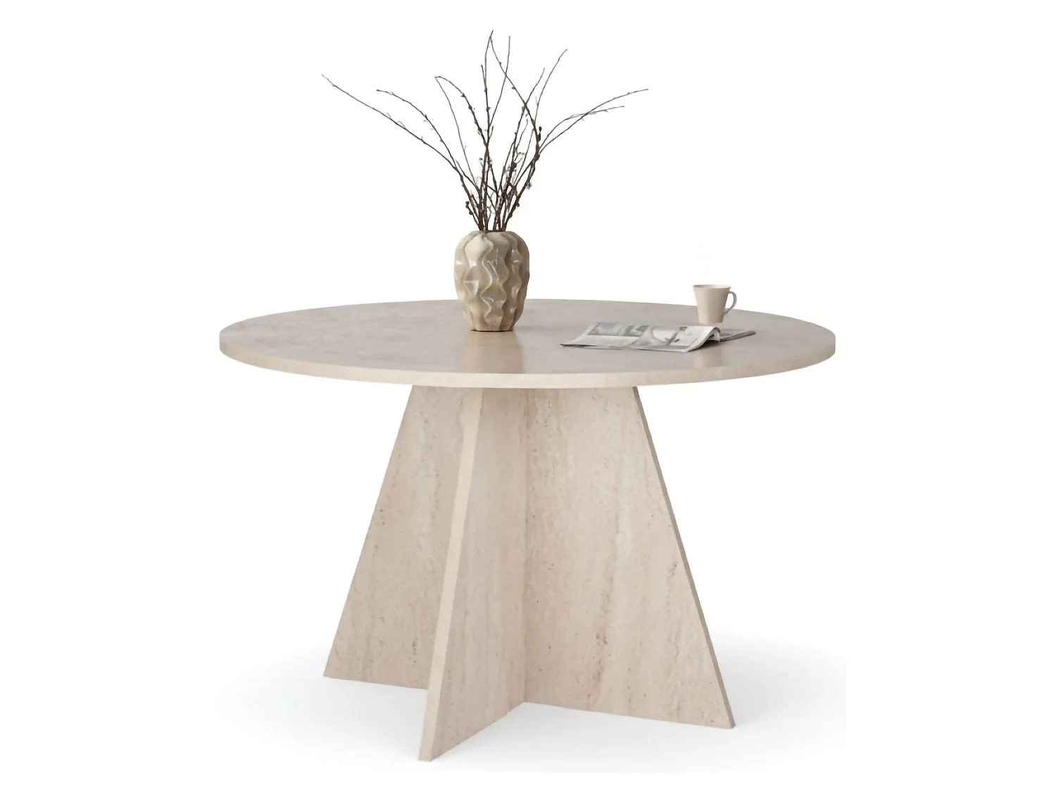 Tavolo Fisso Racale, 4 Posti, 120x120x75h cm Bianco Marmo, Forma Rotondo, Peso Supportato 60 kg