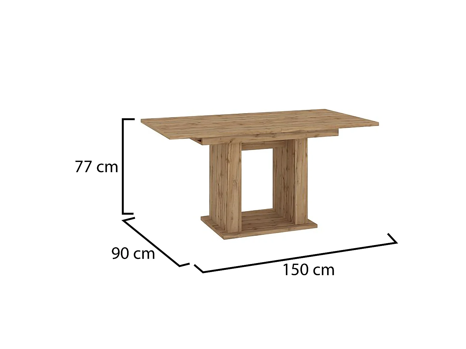 Table Fixe Lisato, 6 Places, 150x90x77h cm Chêne Marron, Forme Rectangulaire, Structure Chêne Nodi