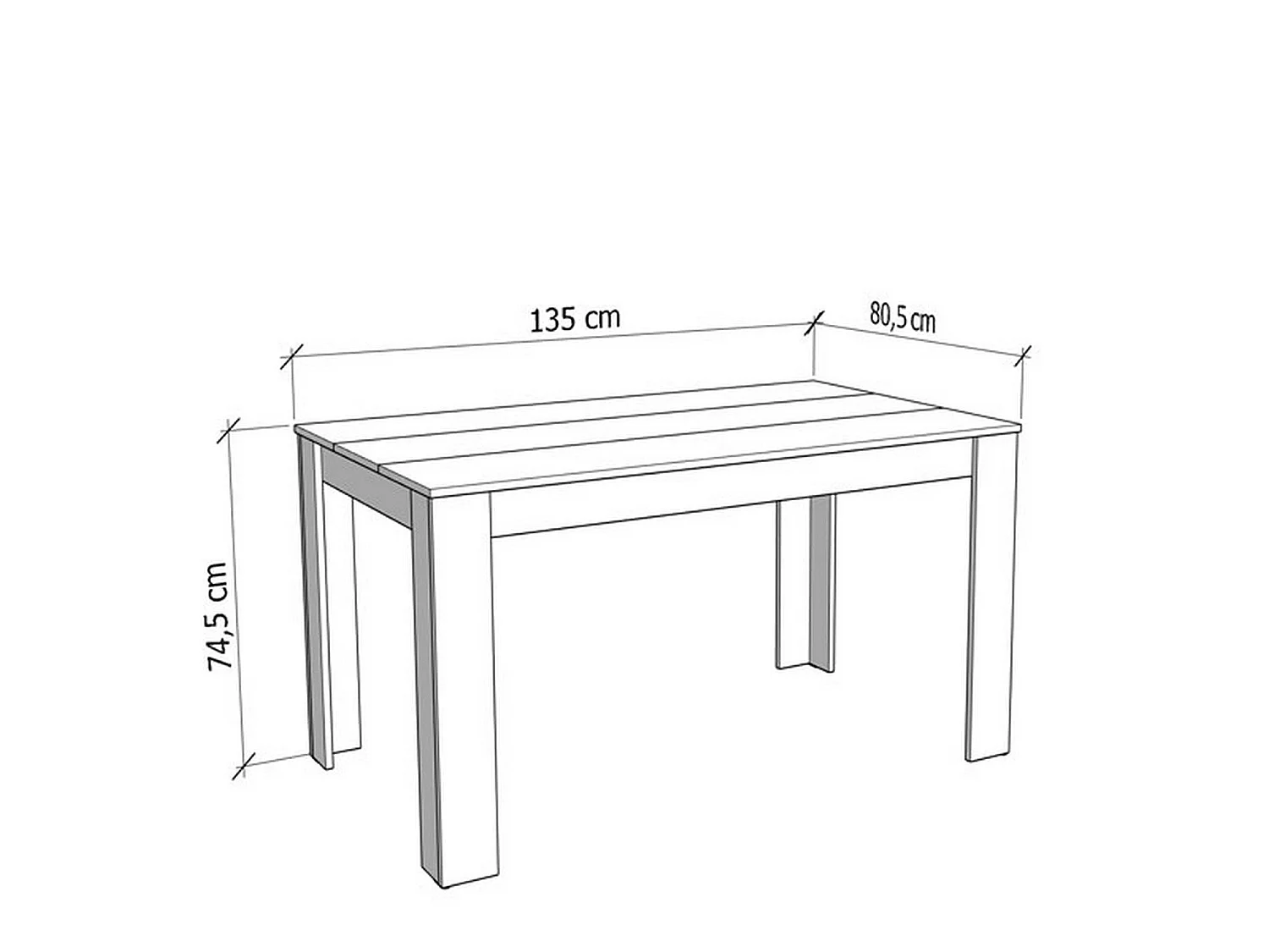 Table Fixe Simala, 6 Places, 135x81x75h cm Marron Noyer, Forme Rectangulaire, Plateau Marron