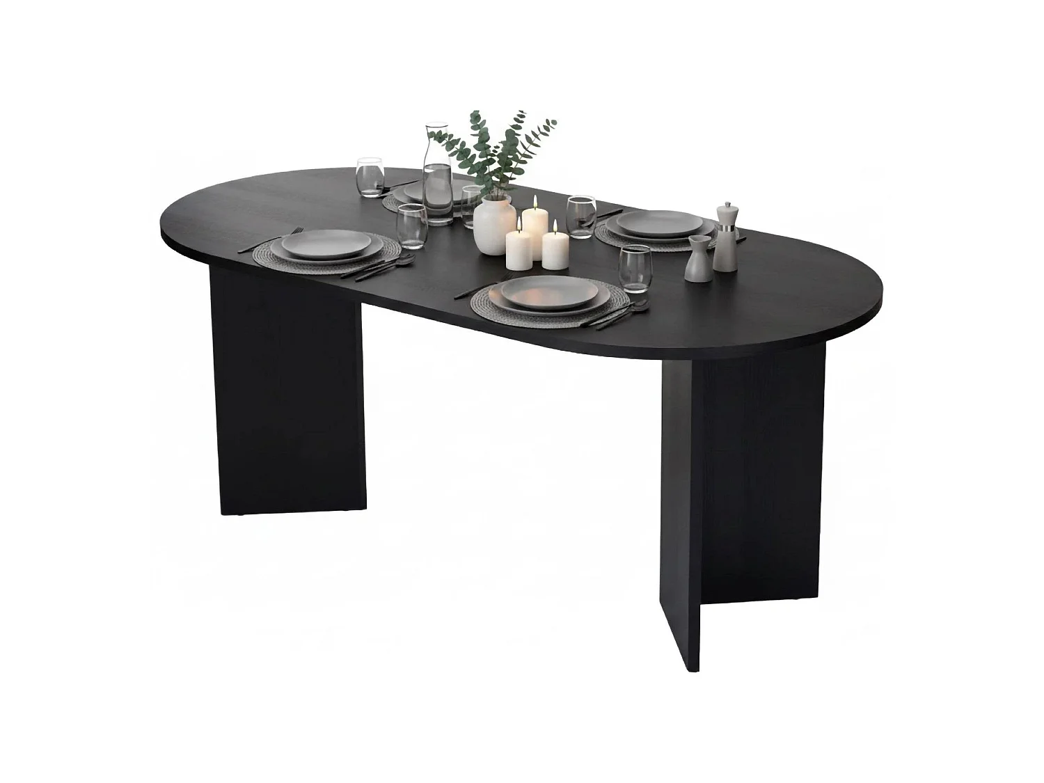 Tavolo Fisso Monterano, 6 Posti, 180x90x75h cm Nero, Forma Ovale, Peso Supportato 70 kg