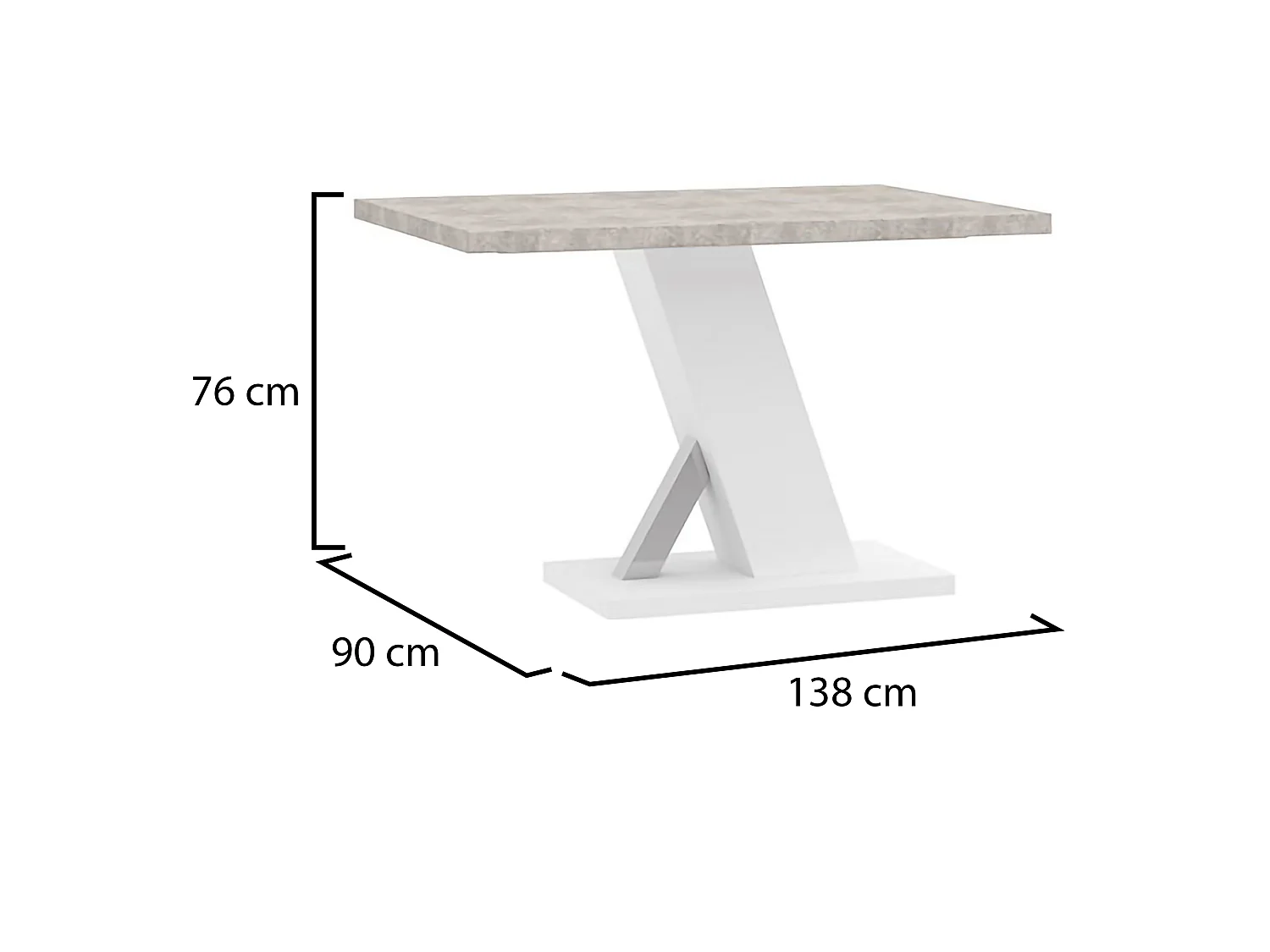 Table Fixe Litopa, 6 Places, 138x90x76h cm Blanc Marbre, Détail Effet Verre, Forme Rectangulaire