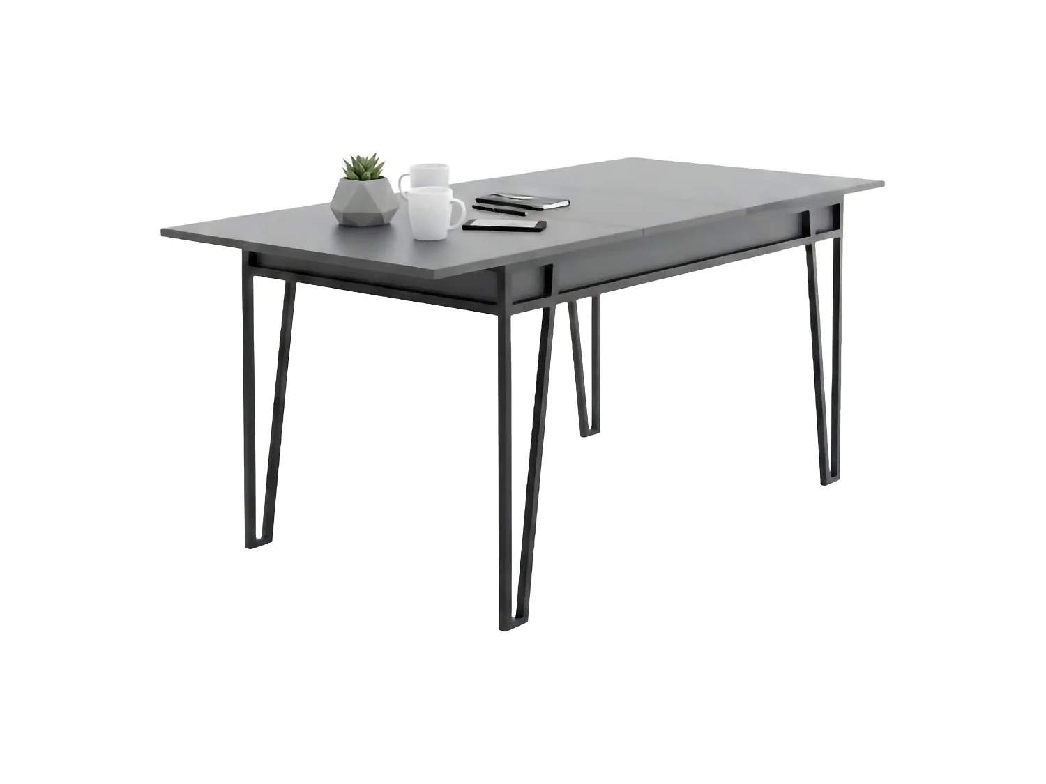 Ausziehtisch Nestor, erweiterbar, 80x170x76h cm, Schwarz Anthrazit