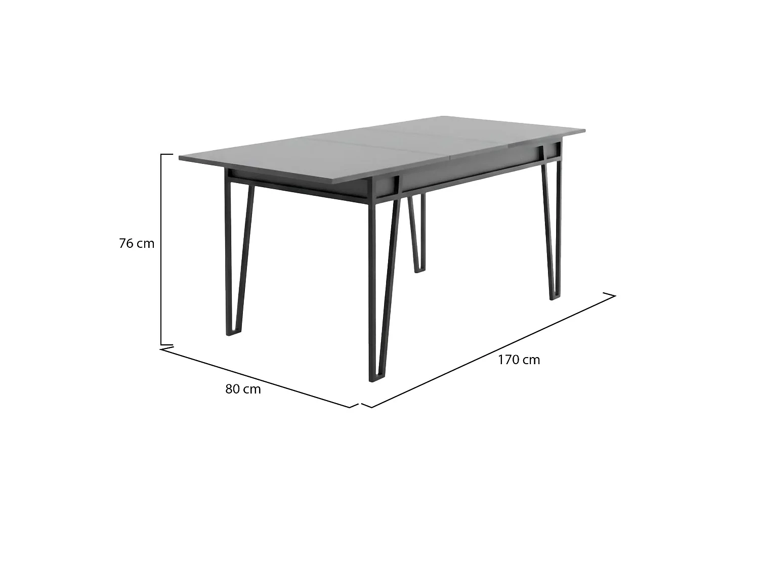 Ausziehtisch Nestor, erweiterbar, 80x170x76h cm, Schwarz Anthrazit