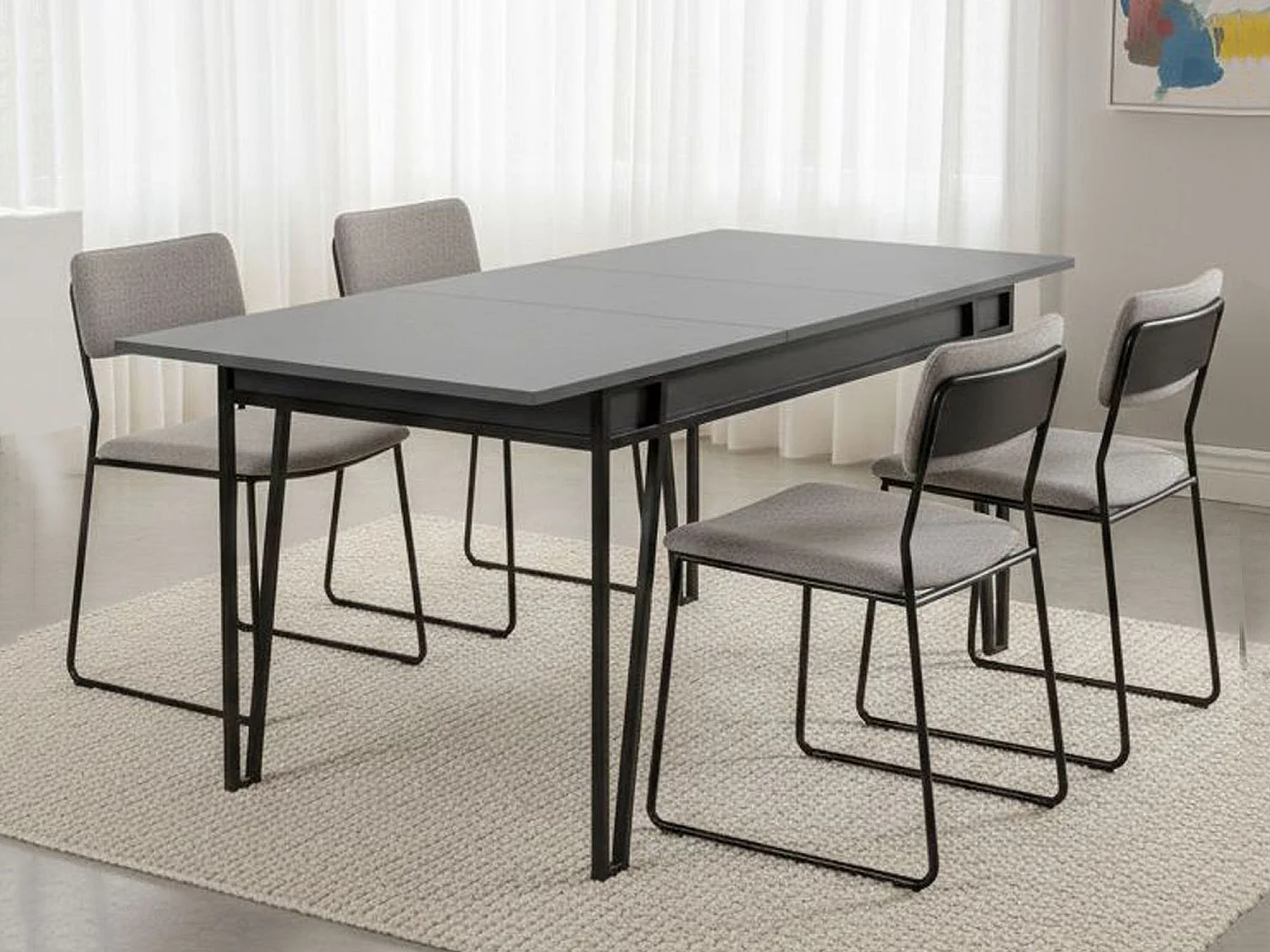 Ausziehtisch Nestor, erweiterbar, 80x170x76h cm, Schwarz Anthrazit