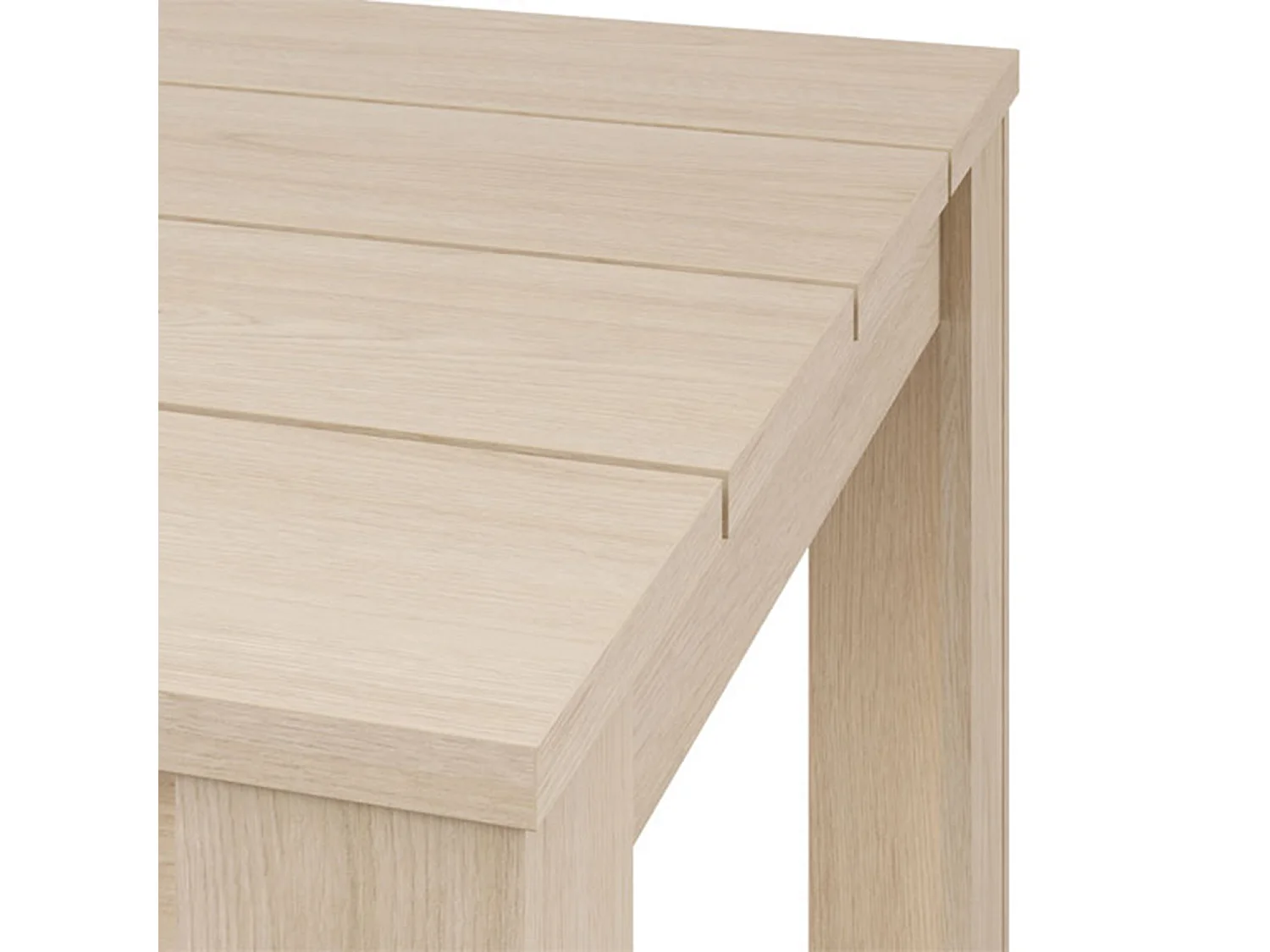 Table Fixe Trosa, 4 Places, 80x80x76h cm Chêne Brun, Plateau Effet Lattes, Forme Carrée