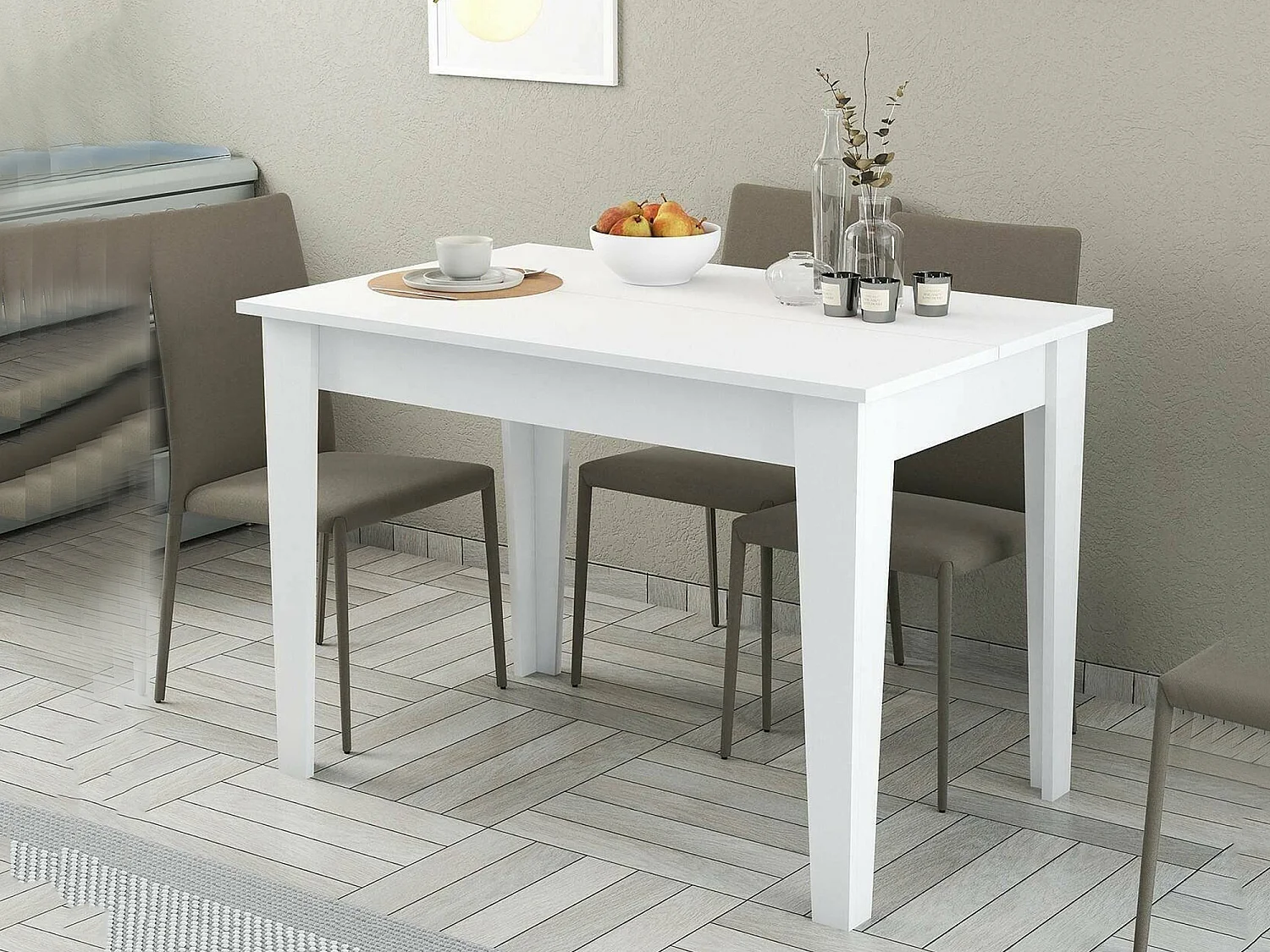 Table Fixe Eupilio, 4 Places, 72x110x75h cm Blanc