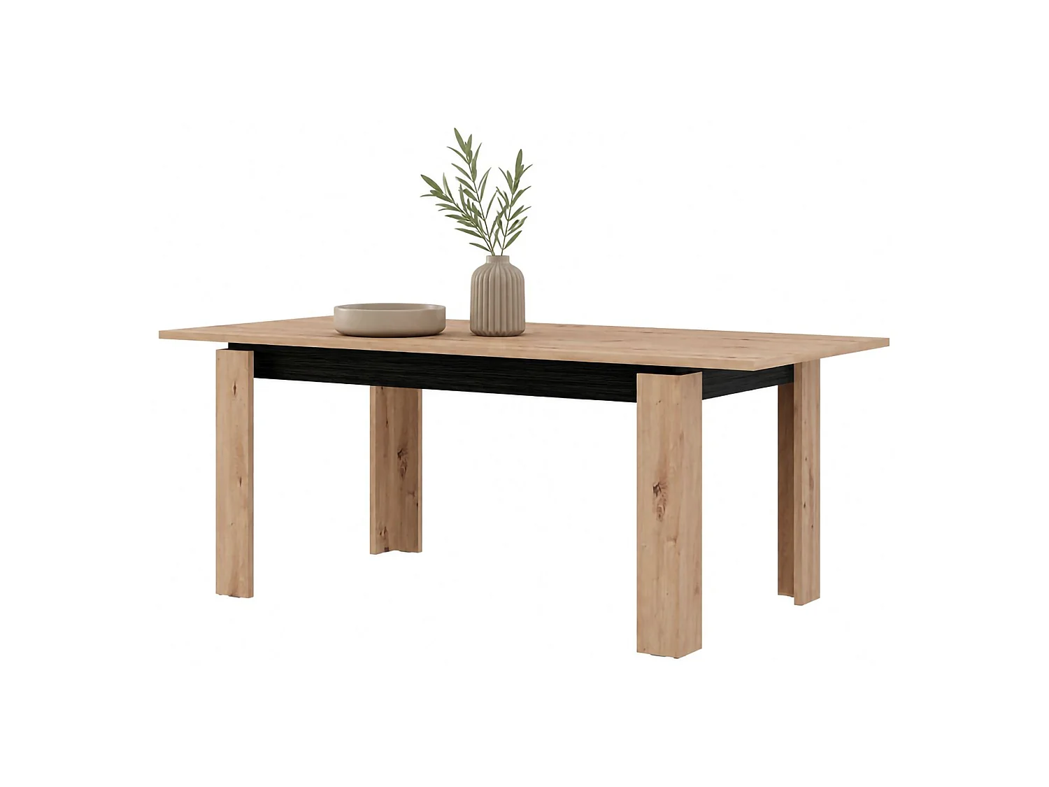 Table Fixe Ulass, 8 Places, 160x90x77h cm Chêne Brun Nœud, Forme Rectangulaire, Teinte Structure Chêne Nœud