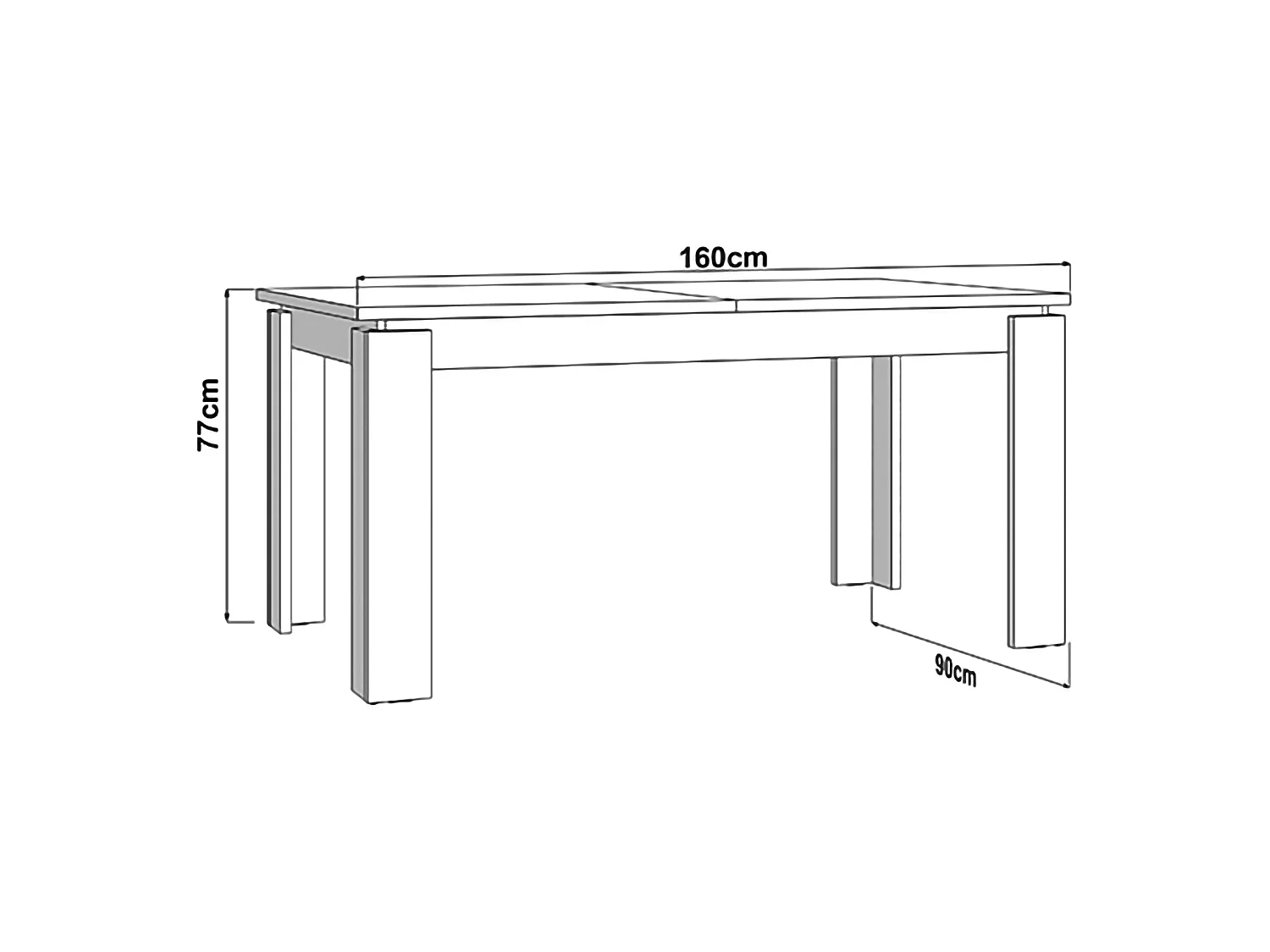 Table Fixe Ulass, 8 Places, 160x90x77h cm Chêne Brun Nœud, Forme Rectangulaire, Teinte Structure Chêne Nœud