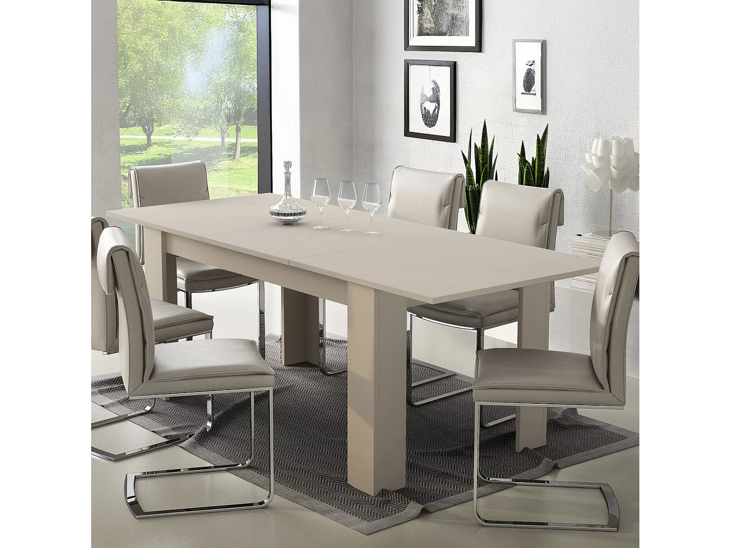 Table Extensible Marene, Extensible, 200x90x75h cm Beige, Mécanisme Rallonge Centrale, Longueur Max 200 cm