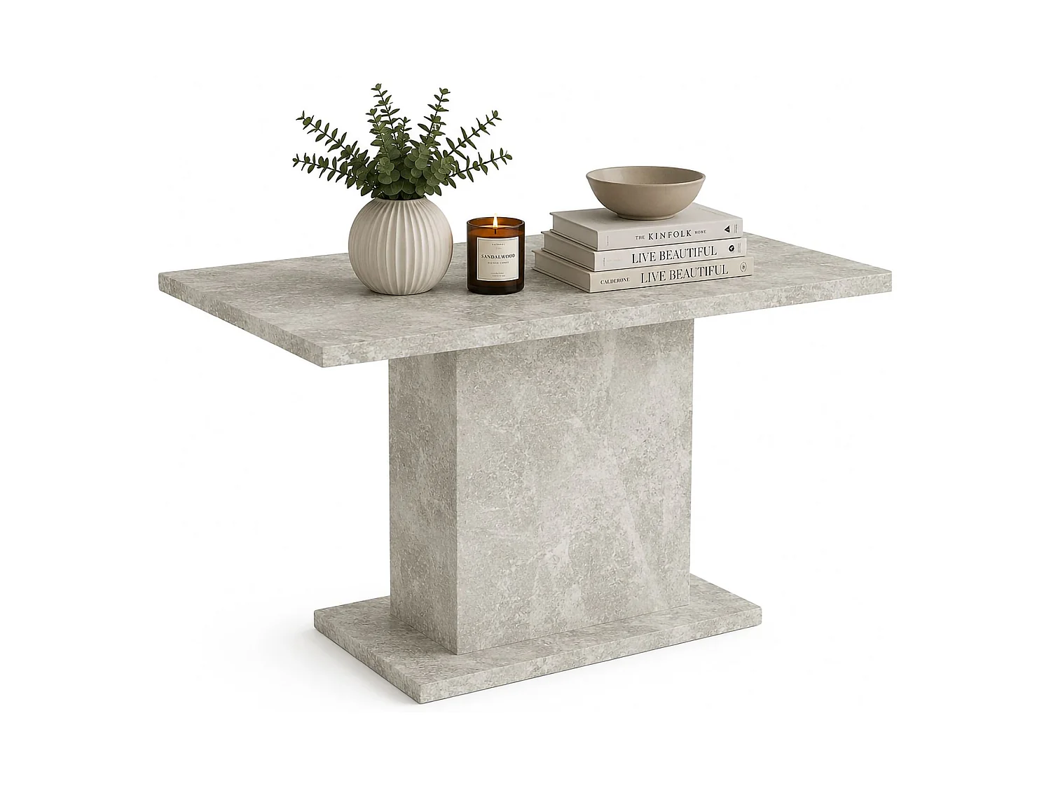 Tavolo Fisso Litarari, 6 Posti, 138x80x74h cm Grigio Cemento, Forma Rettangolare, Sfumatura Colore Struttura Cemento