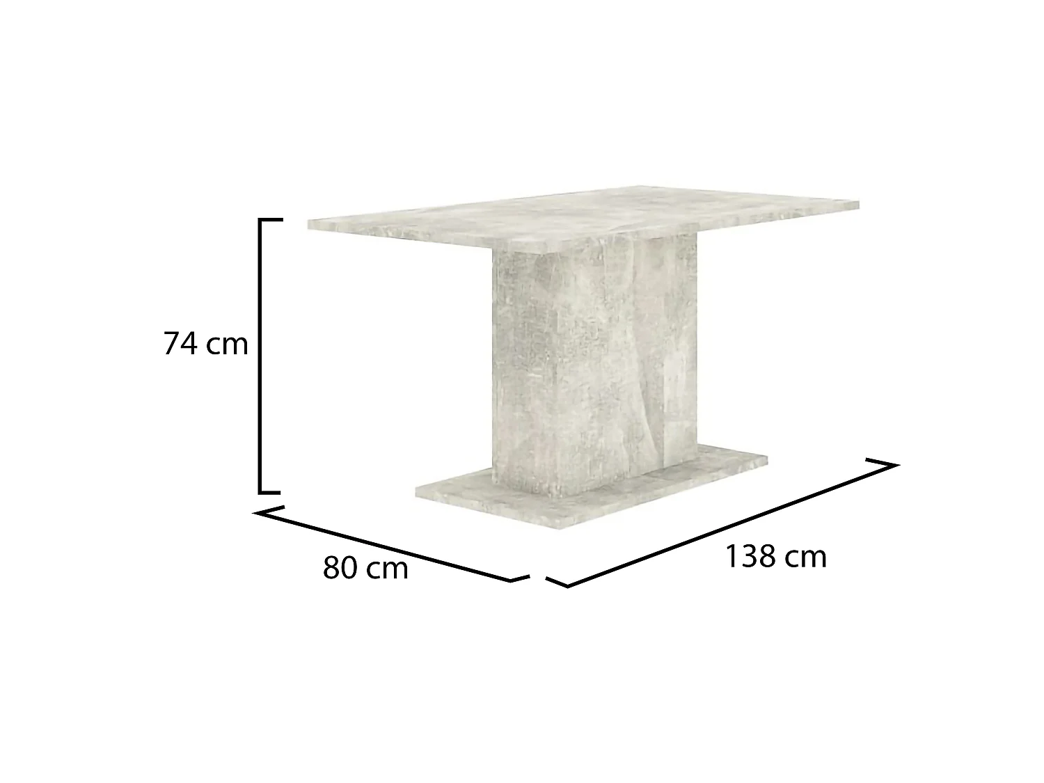 Tavolo Fisso Litarari, 6 Posti, 138x80x74h cm Grigio Cemento, Forma Rettangolare, Sfumatura Colore Struttura Cemento