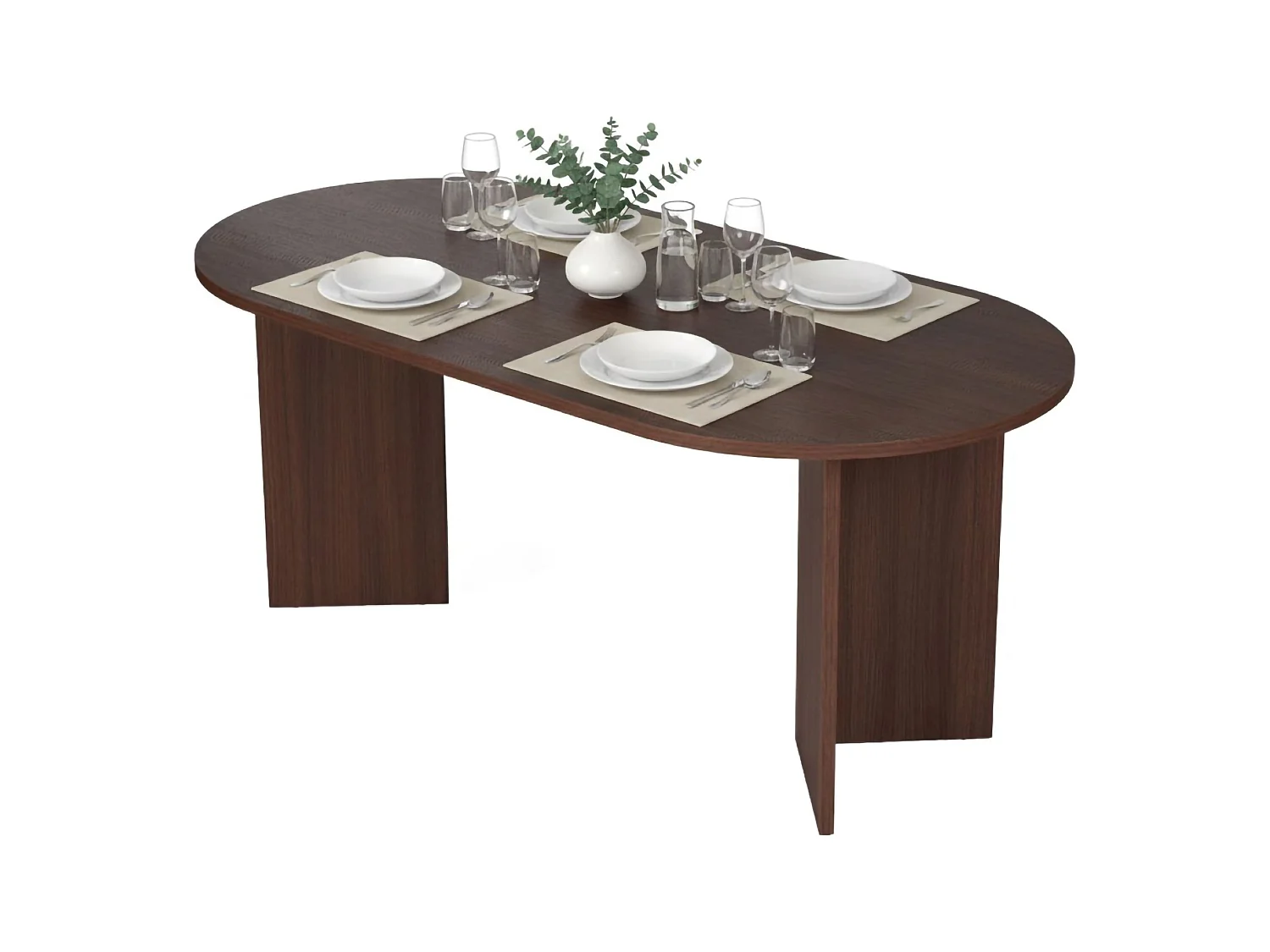 Tavolo Fisso Monterano, 6 Posti, 180x90x75h cm Marrone Noce, Forma Ovale, Peso Supportato 70 kg