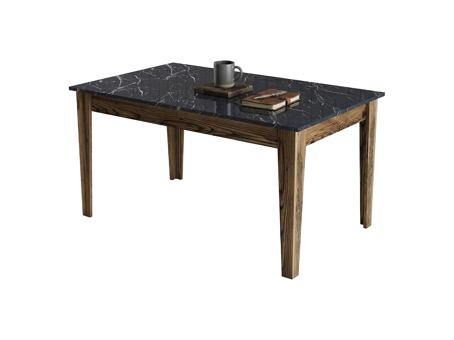 Table Fixe Viverone, 6 Places, 145x88x75h cm, Marron Noyer, Forme Rectangulaire, Poids Soutenu 120 kg