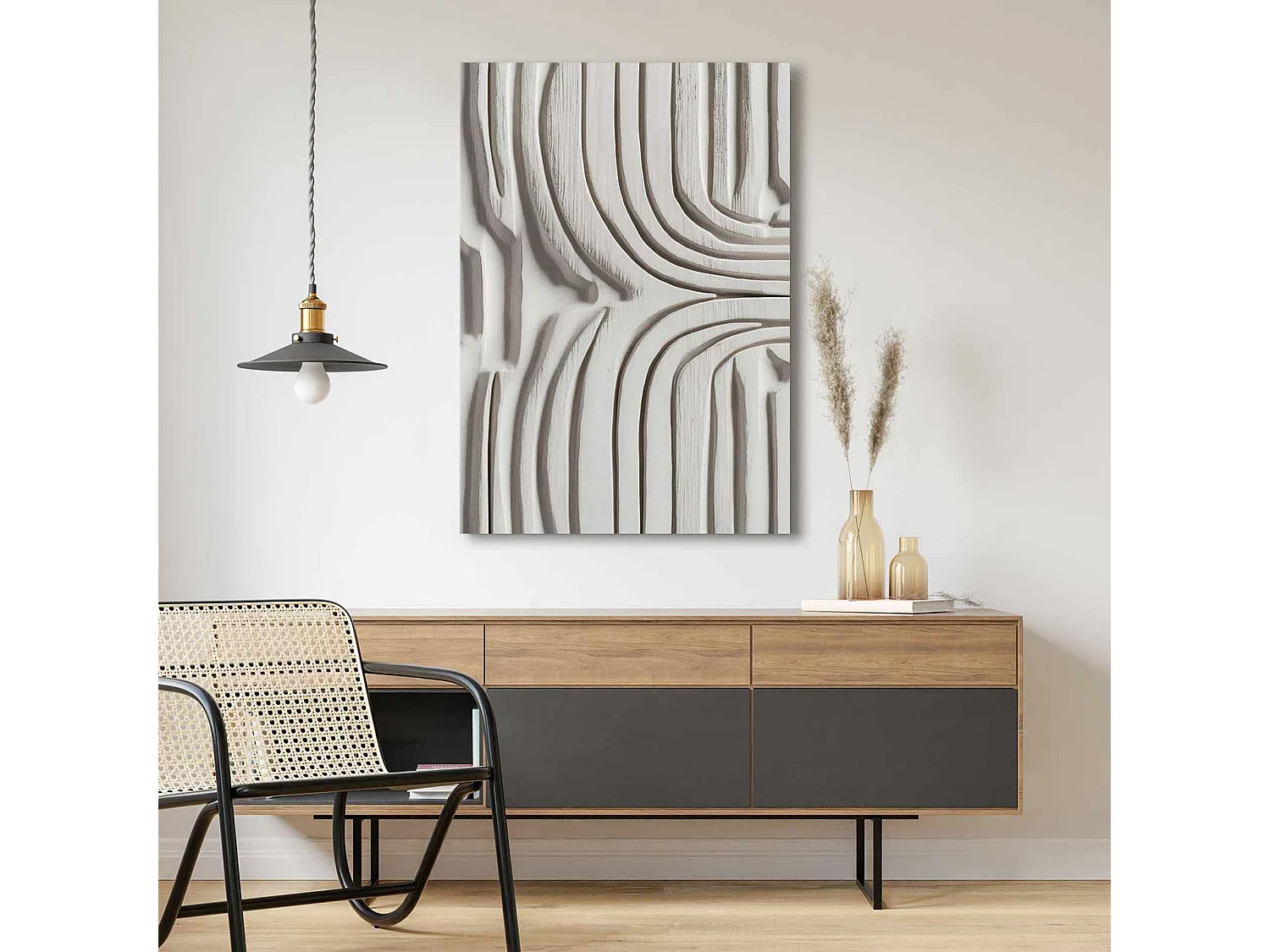 Tableau Naga, Structure en Tissu, 70x100h cm Multicolore, Bois Noblé, Structure Bois Noblé
