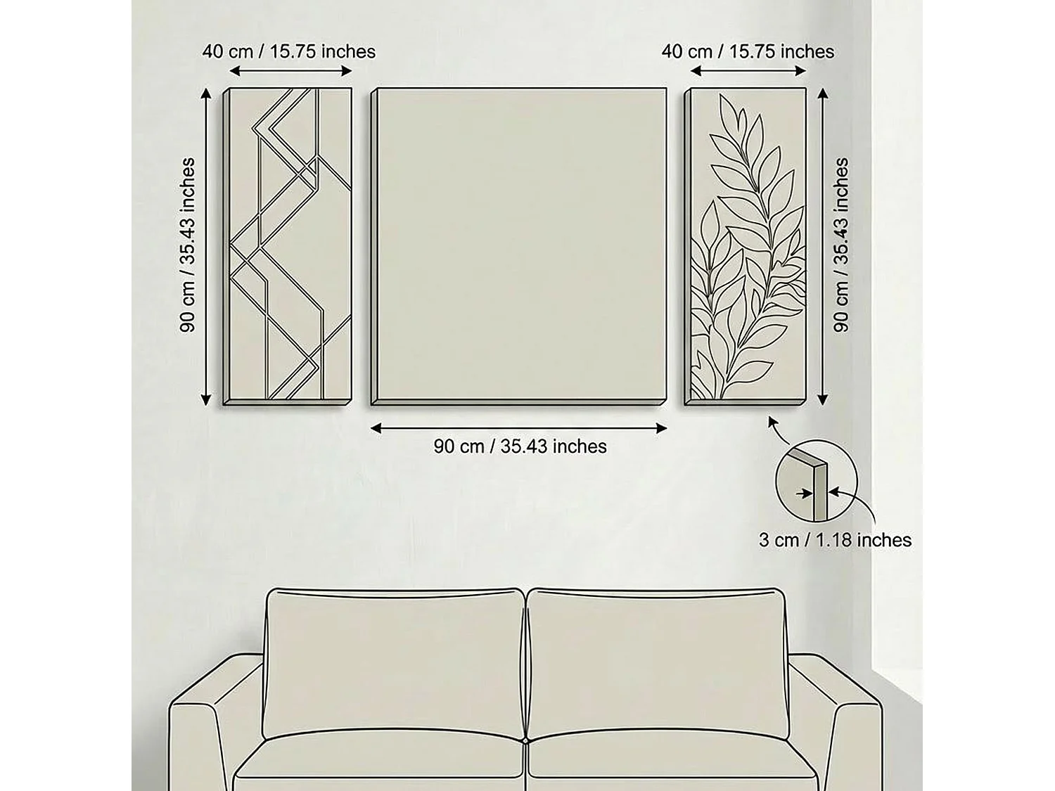 Cadre Namoba, Structure en tissu, 90x90h cm multicolore, bois reconstitué, structure en bois reconstitué