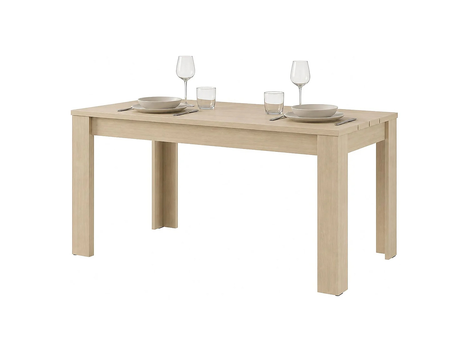 Table Fixe Luarca, 6 Places, 135x80x76h cm Chêne Marron, Plateau Effet Lattes, Forme Rectangulaire