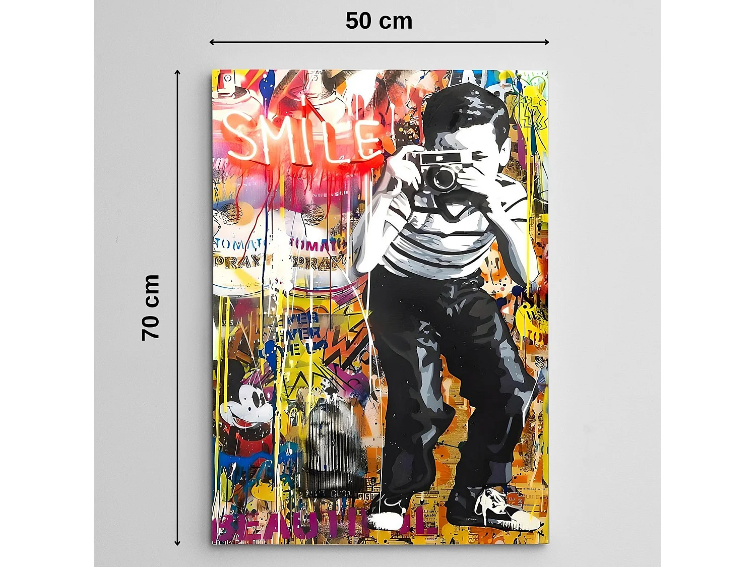 Tableau Naneteno, Cadre en Tissu, 50x70h cm Multicolore, Bois Nobilité