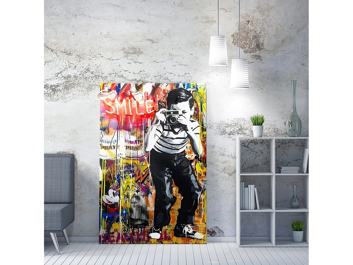 Tableau Naneteno, Cadre en Tissu, 50x70h cm Multicolore, Bois Nobilité
