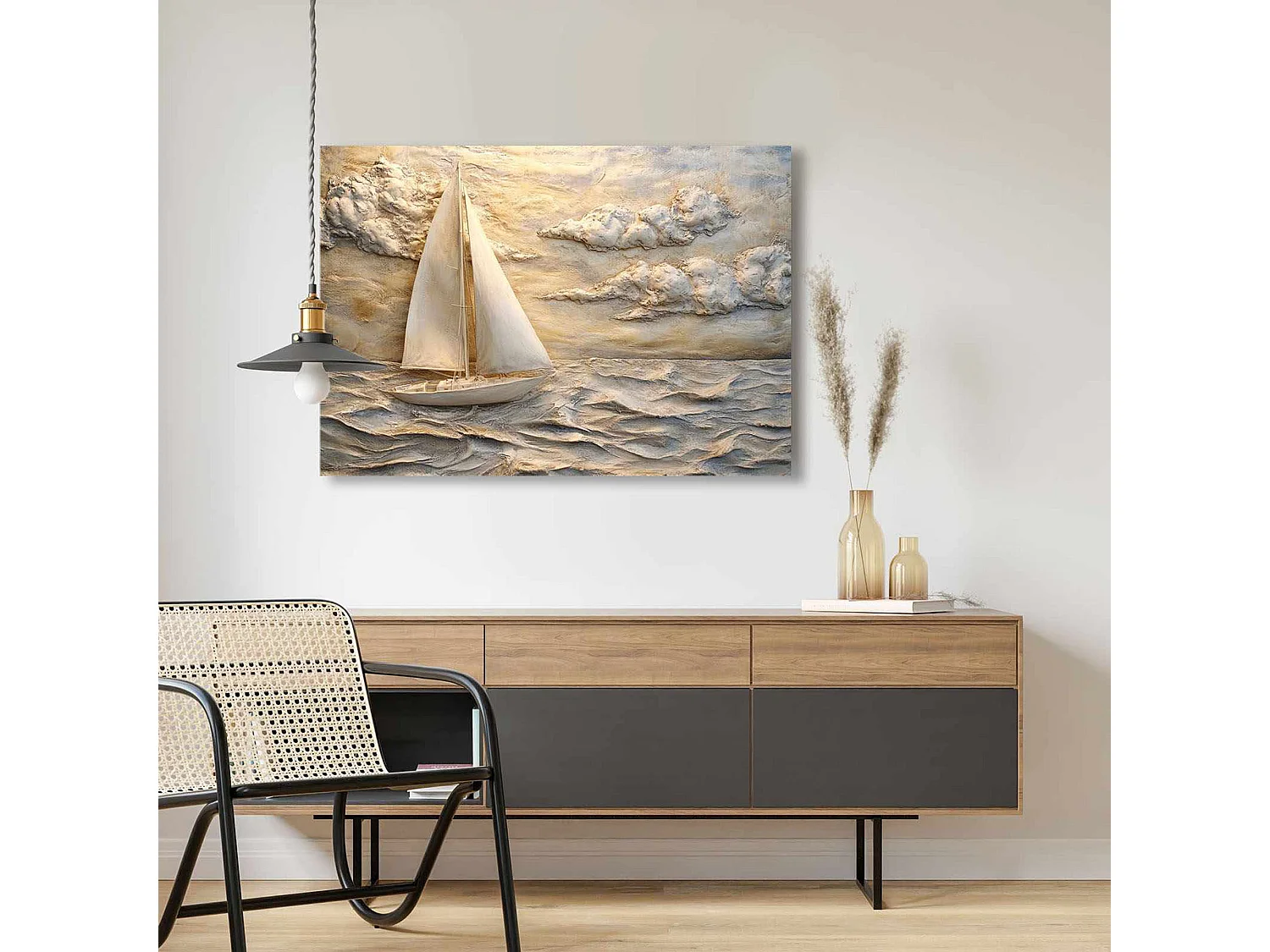 Tableau Nagarono, Structure en Tissu, 70x100h cm Multicolore, Bois Nobilité