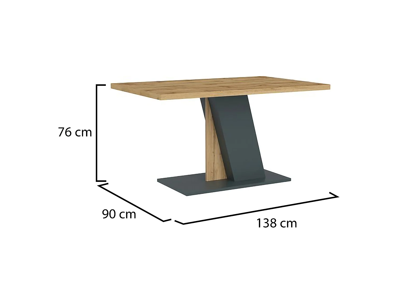 Table Fixe Livani, 6 Places, 138x90x76 cm Marron Chêne Noeuds, Forme Rectangulaire, Teinte Chêne Noeuds