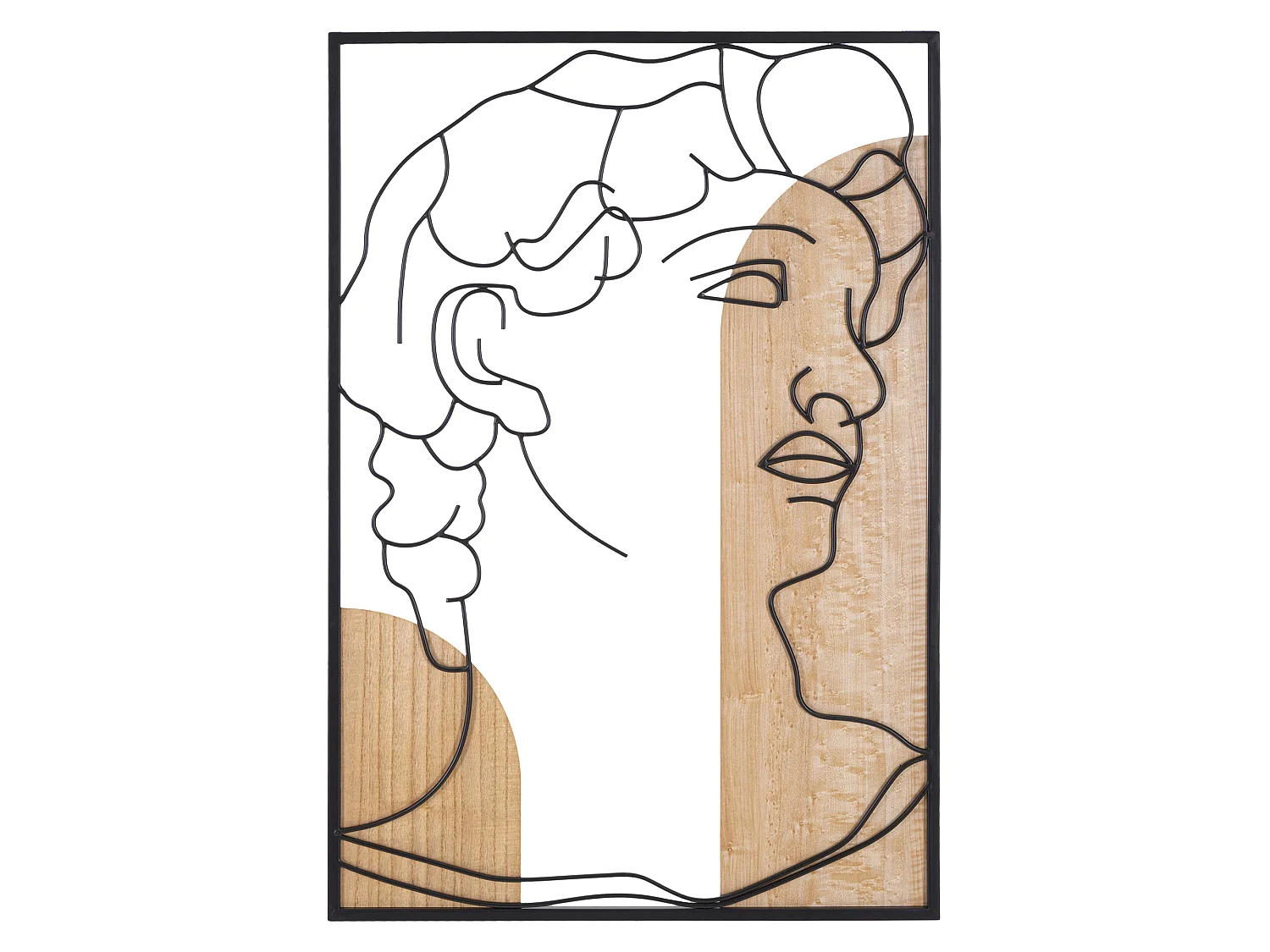 Tableau Rinal: Structure Bois Noble et Métal, 55x80h cm, Brun Chêne, Teinte Chêne