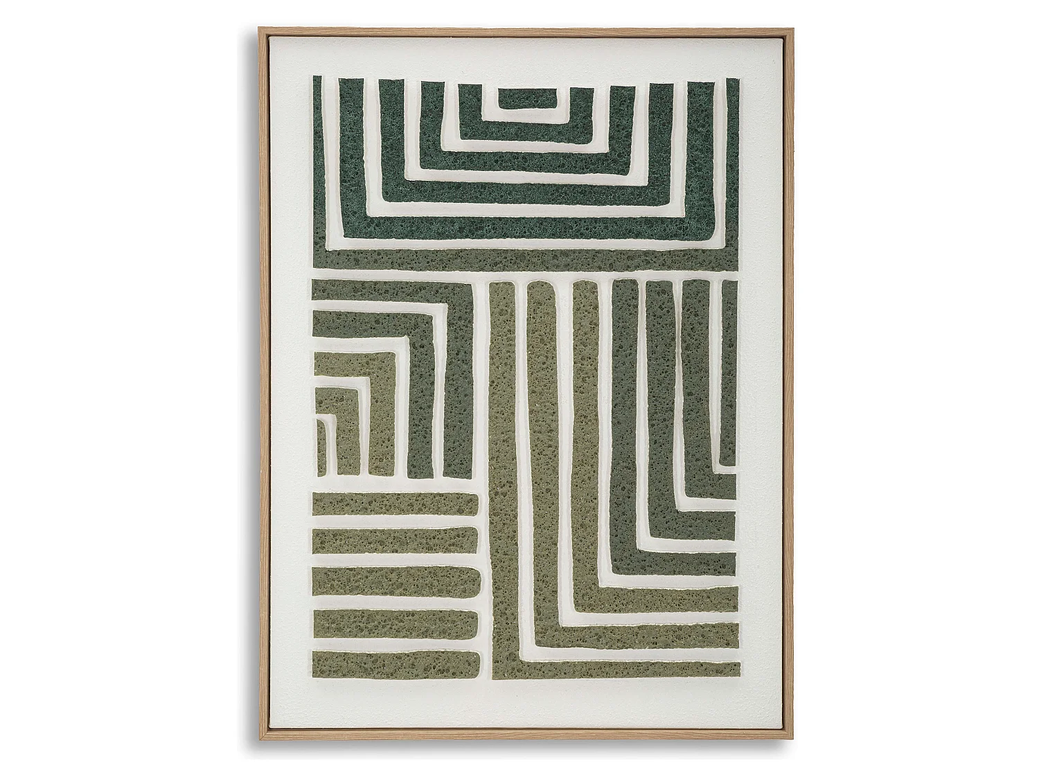Tableau Bamesola, Effet Relief et Texture Matériau, 60x80h cm Vert, Structure en Plastique et Bois