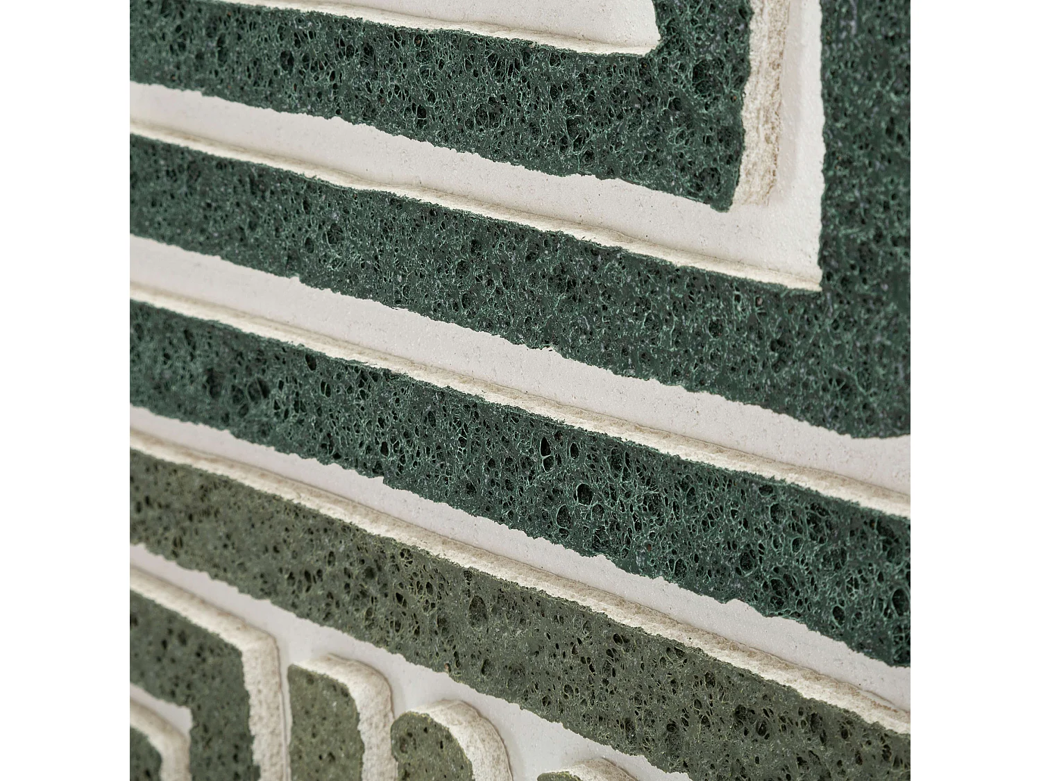 Tableau Bamesola, Effet Relief et Texture Matériau, 60x80h cm Vert, Structure en Plastique et Bois
