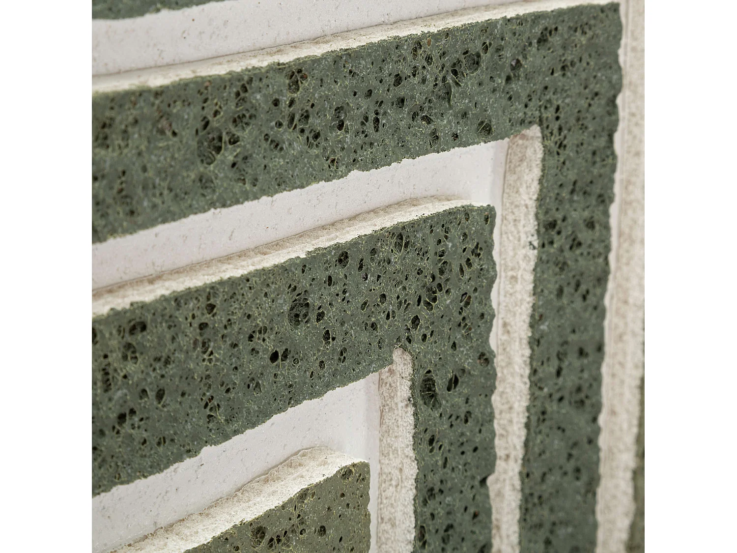 Tableau Bamesola, Effet Relief et Texture Matériau, 60x80h cm Vert, Structure en Plastique et Bois