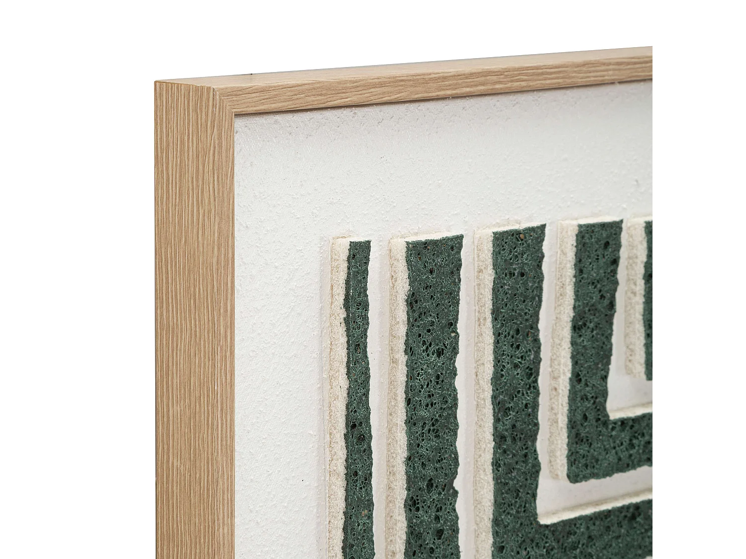 Tableau Bamesola, Effet Relief et Texture Matériau, 60x80h cm Vert, Structure en Plastique et Bois