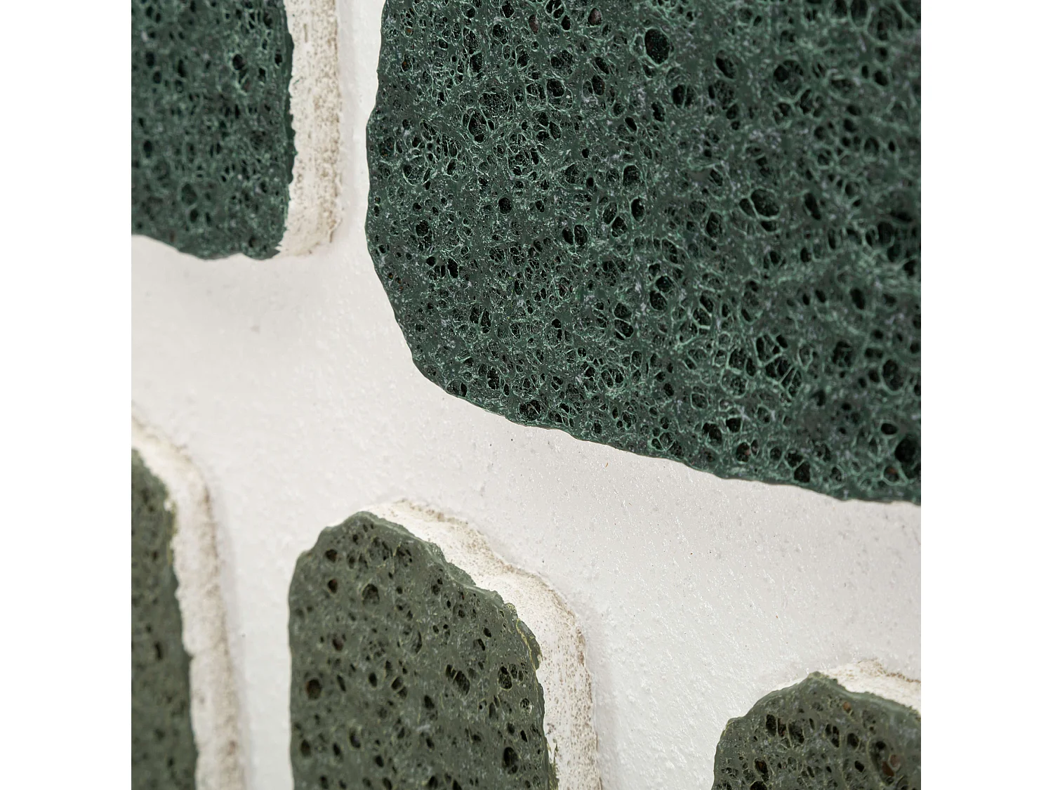Tableau Bamase, Effet Relief et Texture Matériau, 60x80h cm Vert, Cadre en Plastique, Cadre en Bois