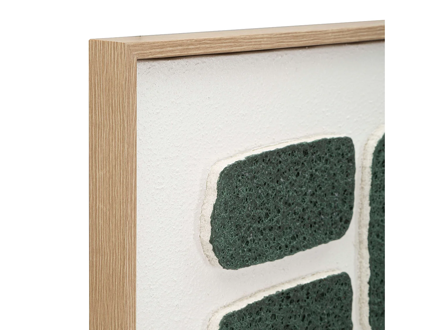 Tableau Bamase, Effet Relief et Texture Matériau, 60x80h cm Vert, Cadre en Plastique, Cadre en Bois