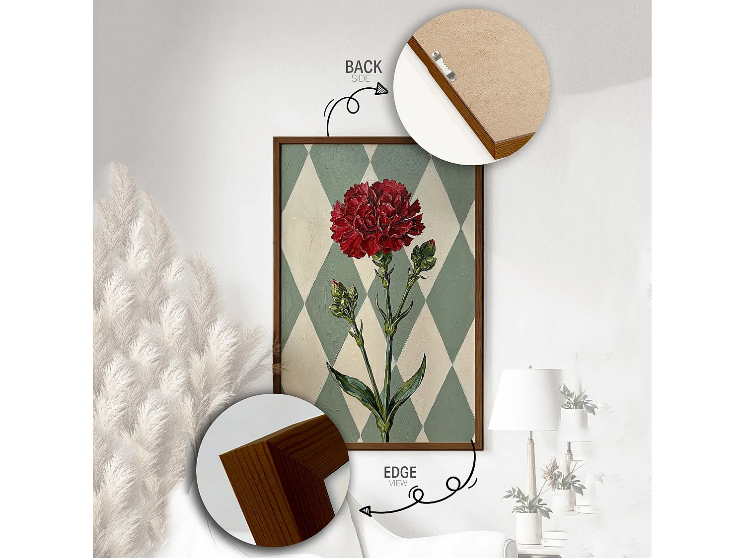 Tableau Mehara, Structure en Bois Noblesse, 33x48h cm, Multicolore