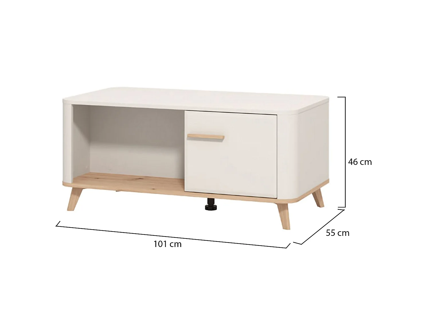 Tavolino da Salotto Patu, con Piedini, 101x55x46h cm Beige, un Vano, Forma Rettangolare
