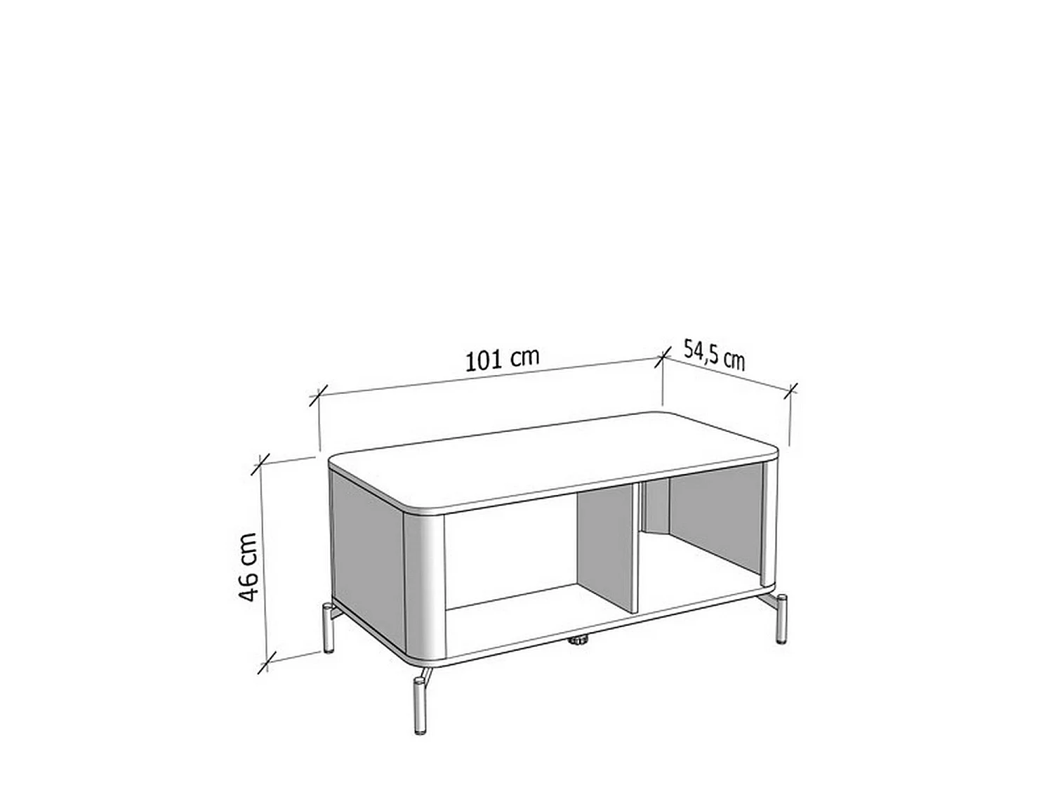 Tavolino da Salotto Patu, con Piedini, 101x55x46h cm Beige, un Vano, Forma Rettangolare