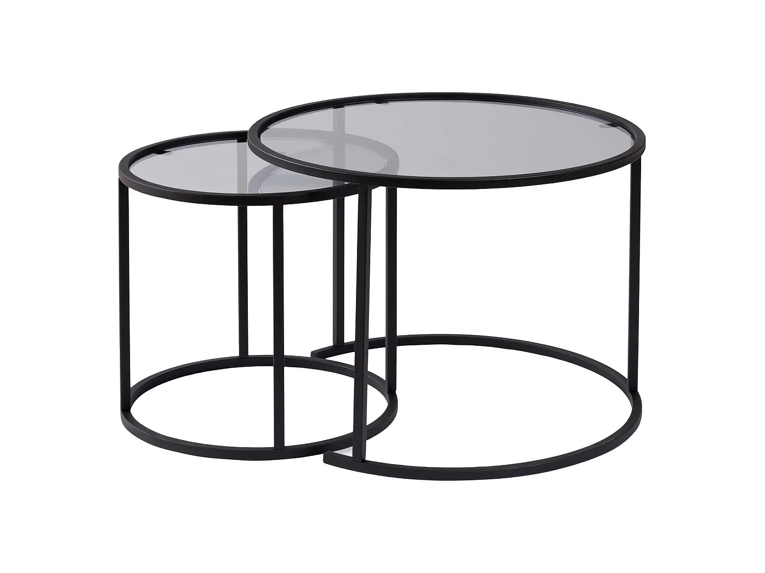 Tavolino da Salotto Vetusto, Modulabile, 42x42x39h cm Nero, Forma Rotondo, Sfumatura Colore Ripiano Fume