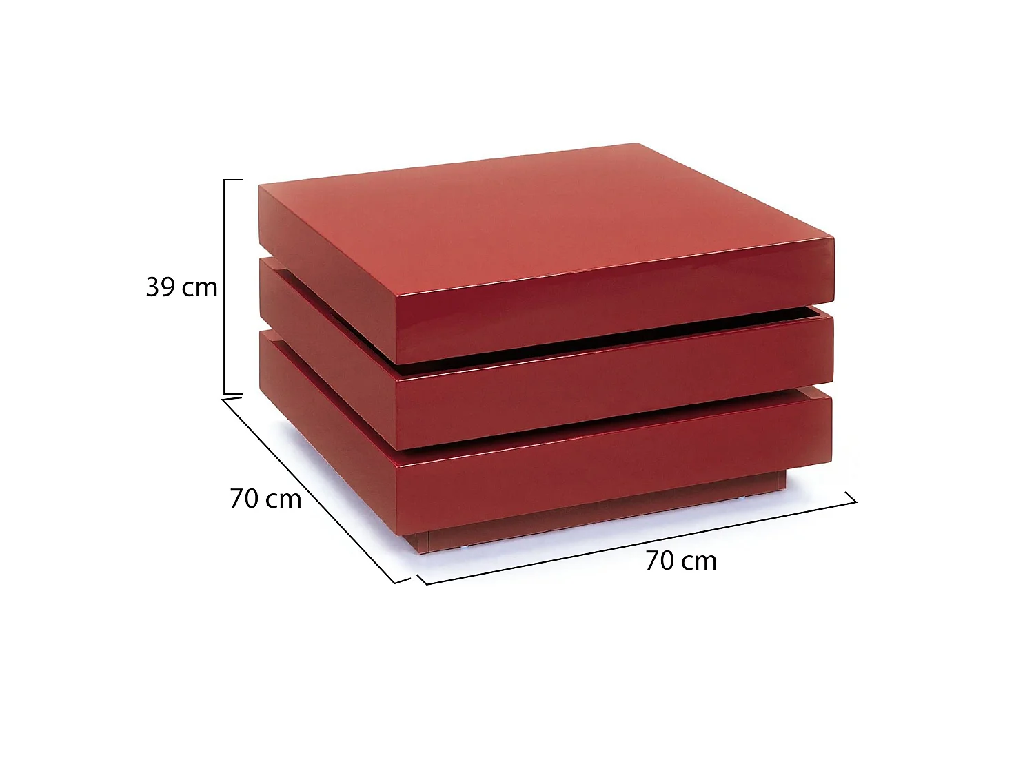 Tavolino da Salotto Pascoli, Forma Irregolare, 70x70x39h cm Rosso, Colore Ripiano Rosso, Materiale Piano in Legno Nobilitato