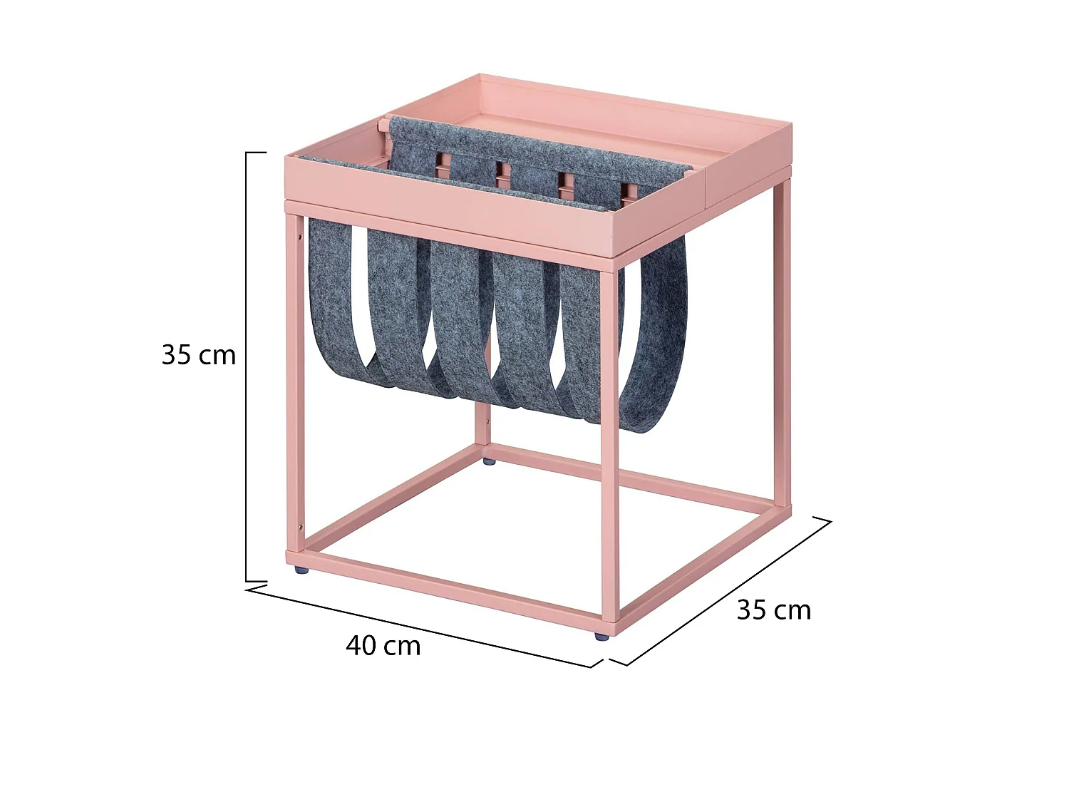 Table Basse Dwilkin, Porte-revues, 40x35x35h cm Rose