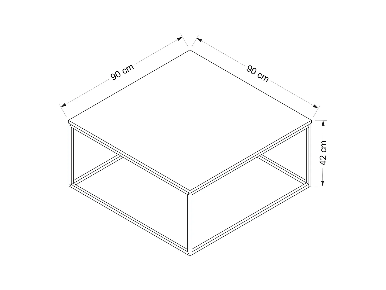 Tavolino da Salotto Arcella, un Vano, 90x90x42h cm Grigio, Forma Rettangolare, Colore Struttura Nero