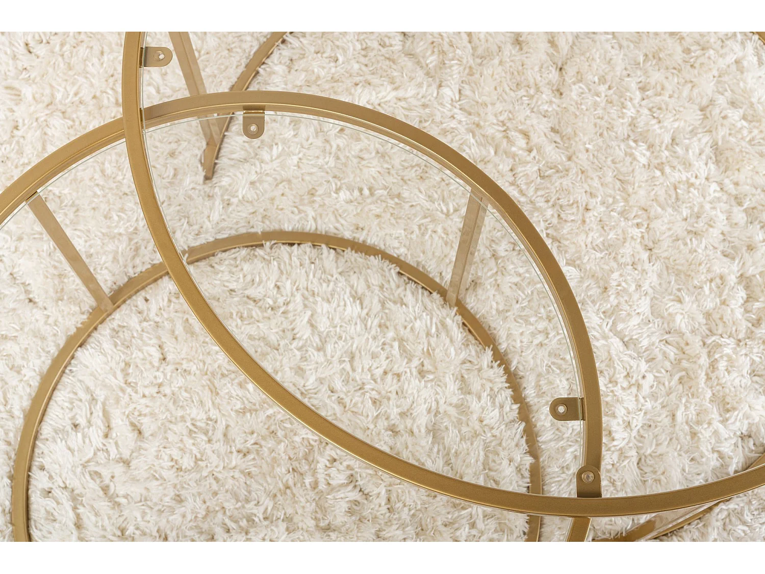 Tavolino da Salotto Telti, Piano in Vetro Temperato, 80x80x43h cm oro, Forma Rotondo, Materiale Piano in Vetro