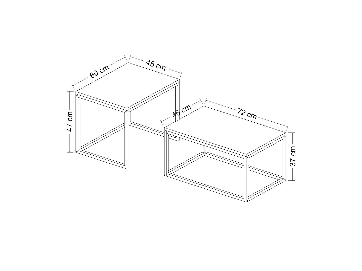 Salontafel Liro, rechthoekige vorm, 72x37x45h cm zwart, blad van veredeld hout, kleur blad zwart