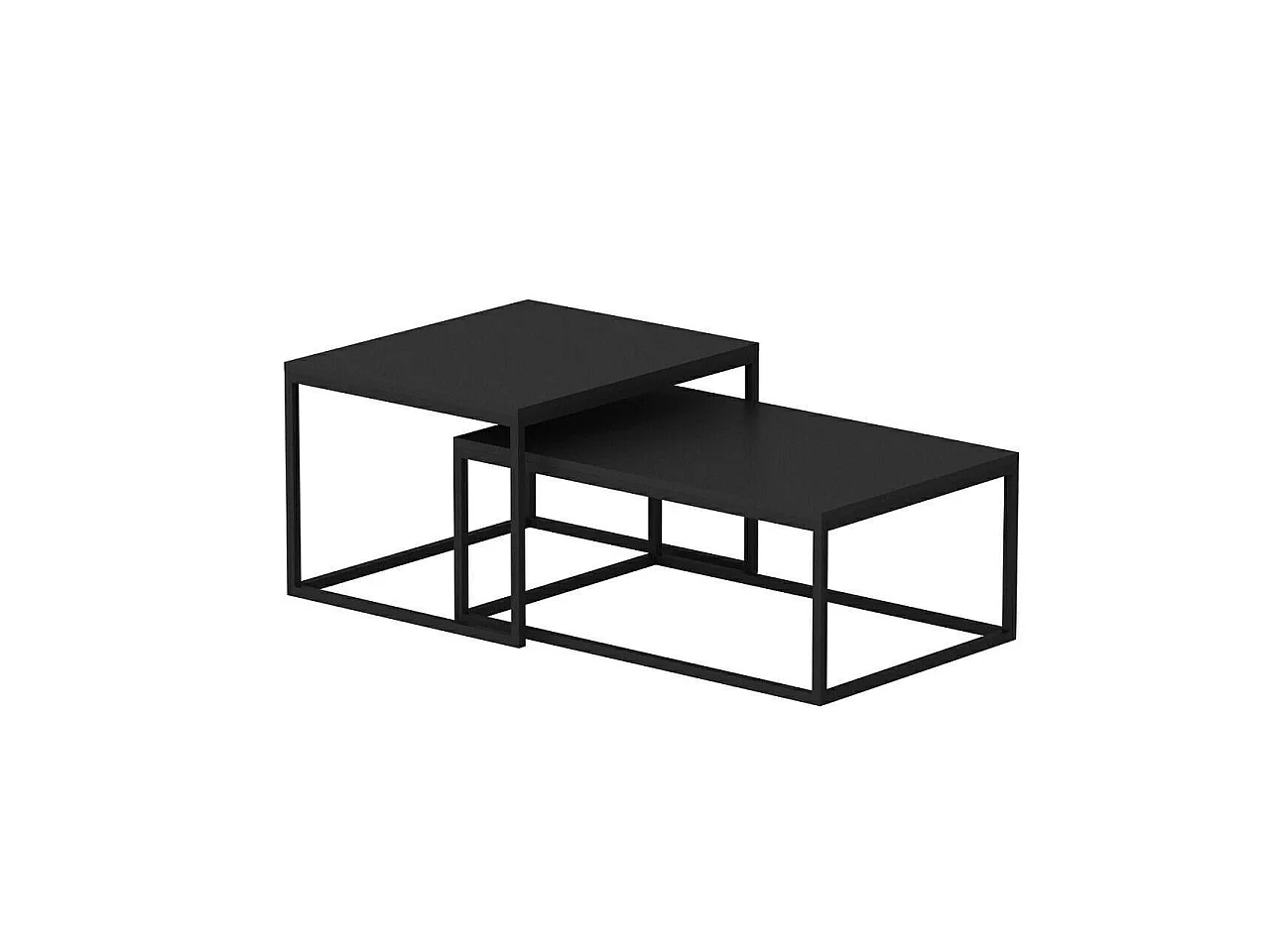 Salontafel Liro, rechthoekige vorm, 72x37x45h cm zwart, blad van veredeld hout, kleur blad zwart
