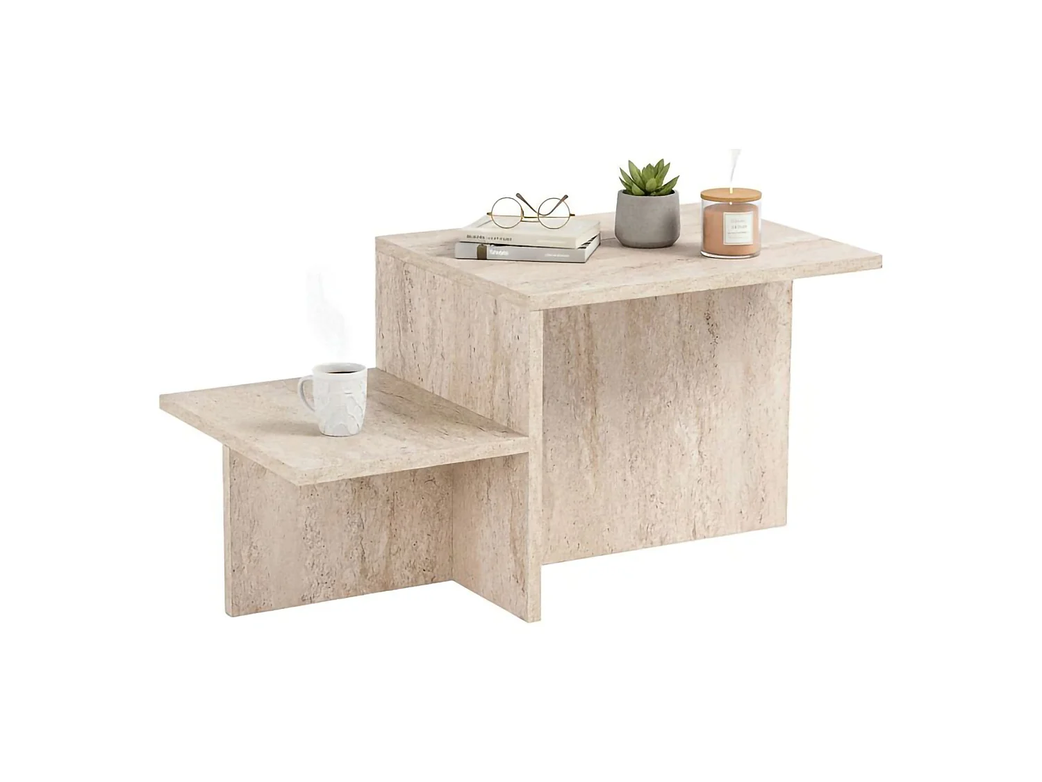 Tavolino da Salotto Varian, Portariviste, 40x80x40h cm Beige
