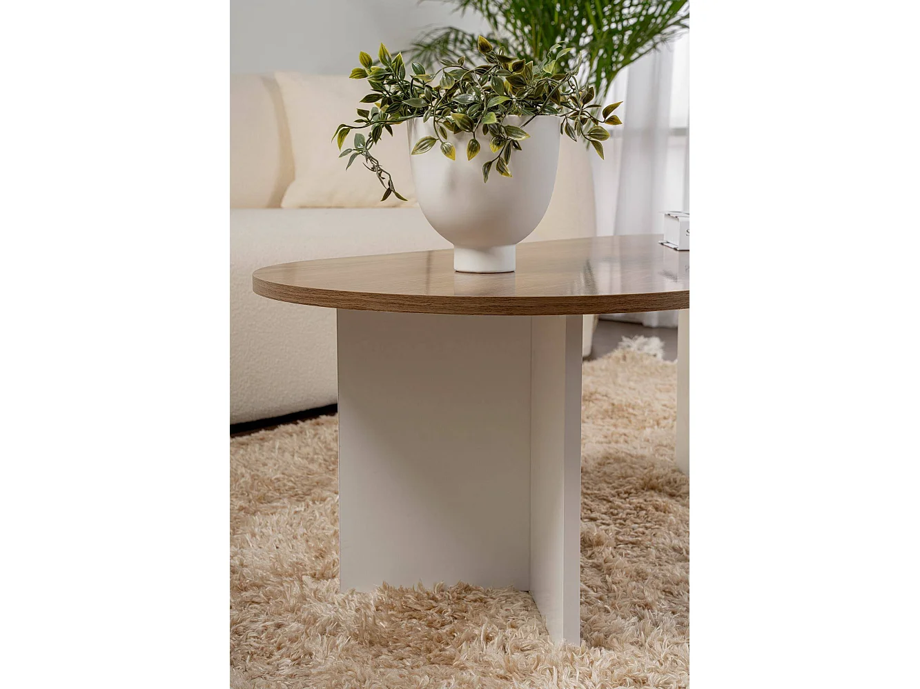 Tavolino da Salotto Elain, Portariviste, 60x119x40h cm Bianco