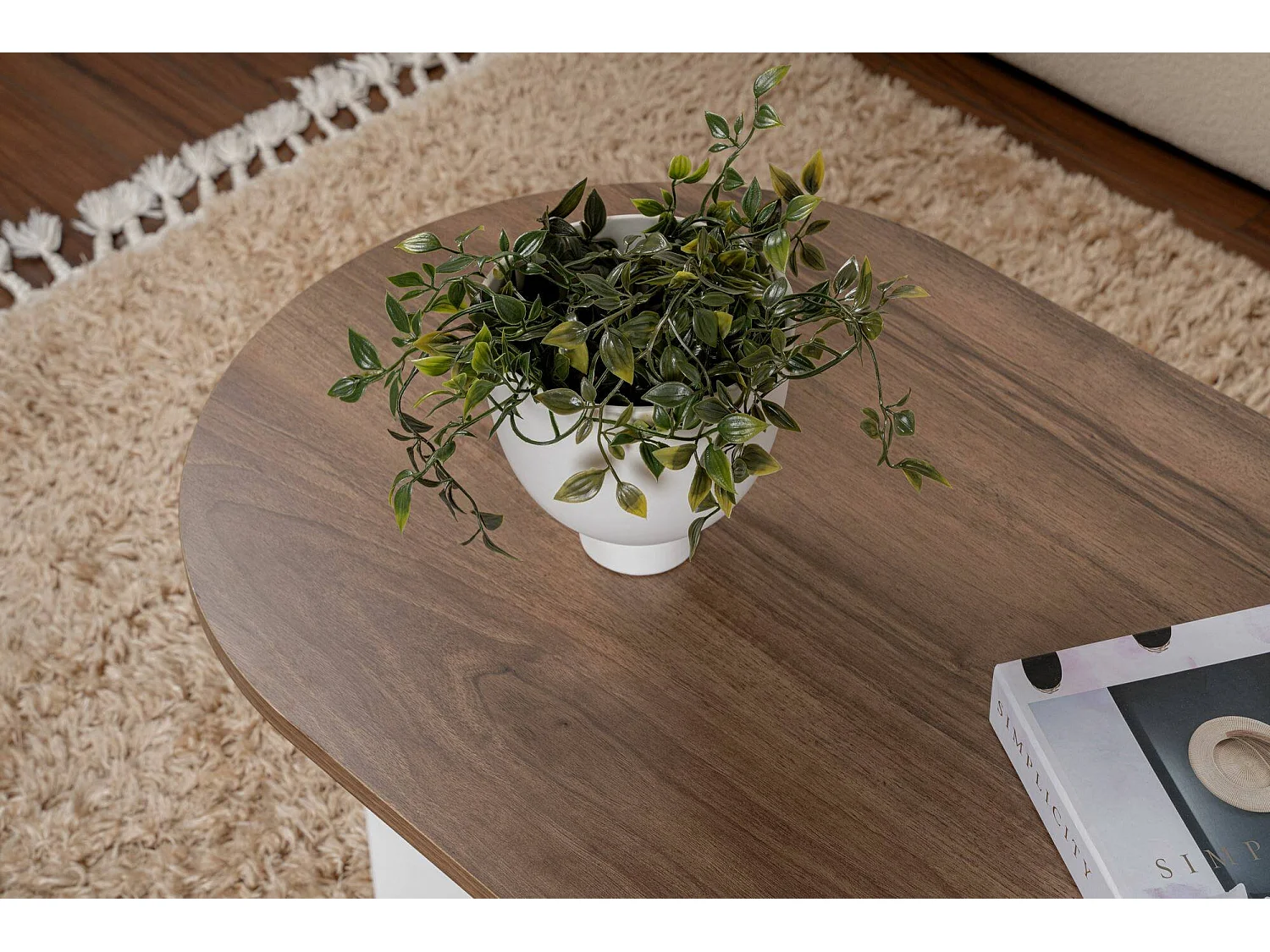 Tavolino da Salotto Elain, Portariviste, 60x119x40h cm Bianco