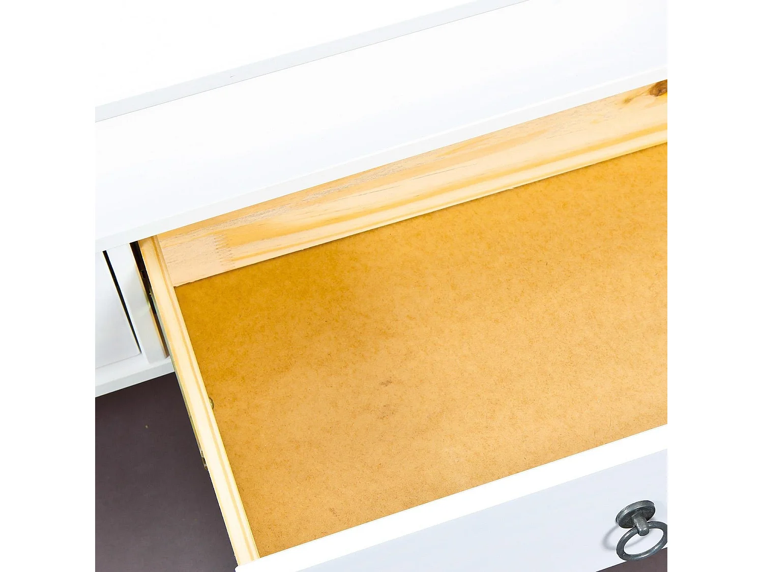 Tavolino da Salotto Minturno, 2 Cassetti, 115x60x45h cm Bianco, Portariviste, un Vano