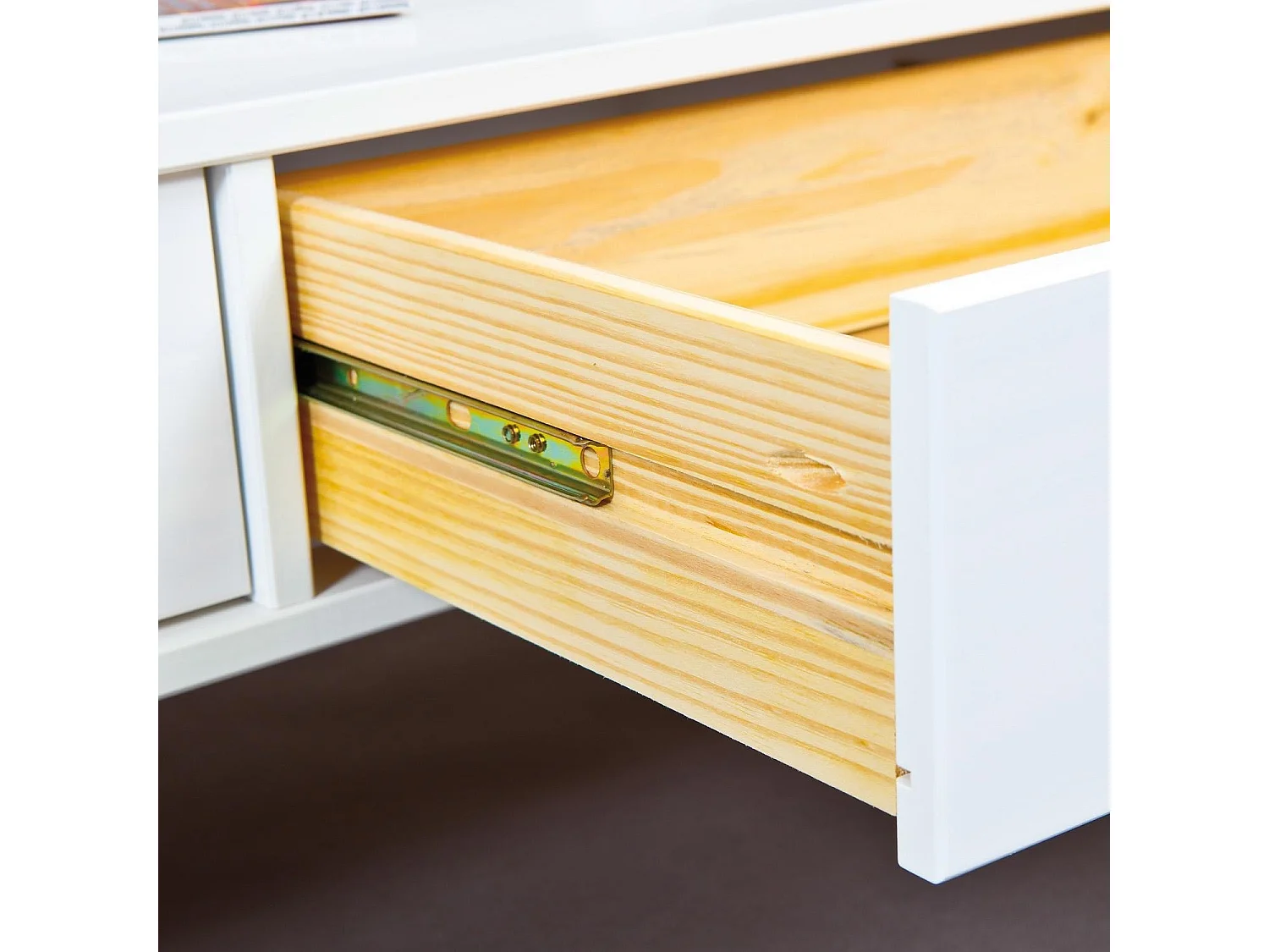 Tavolino da Salotto Minturno, 2 Cassetti, 115x60x45h cm Bianco, Portariviste, un Vano