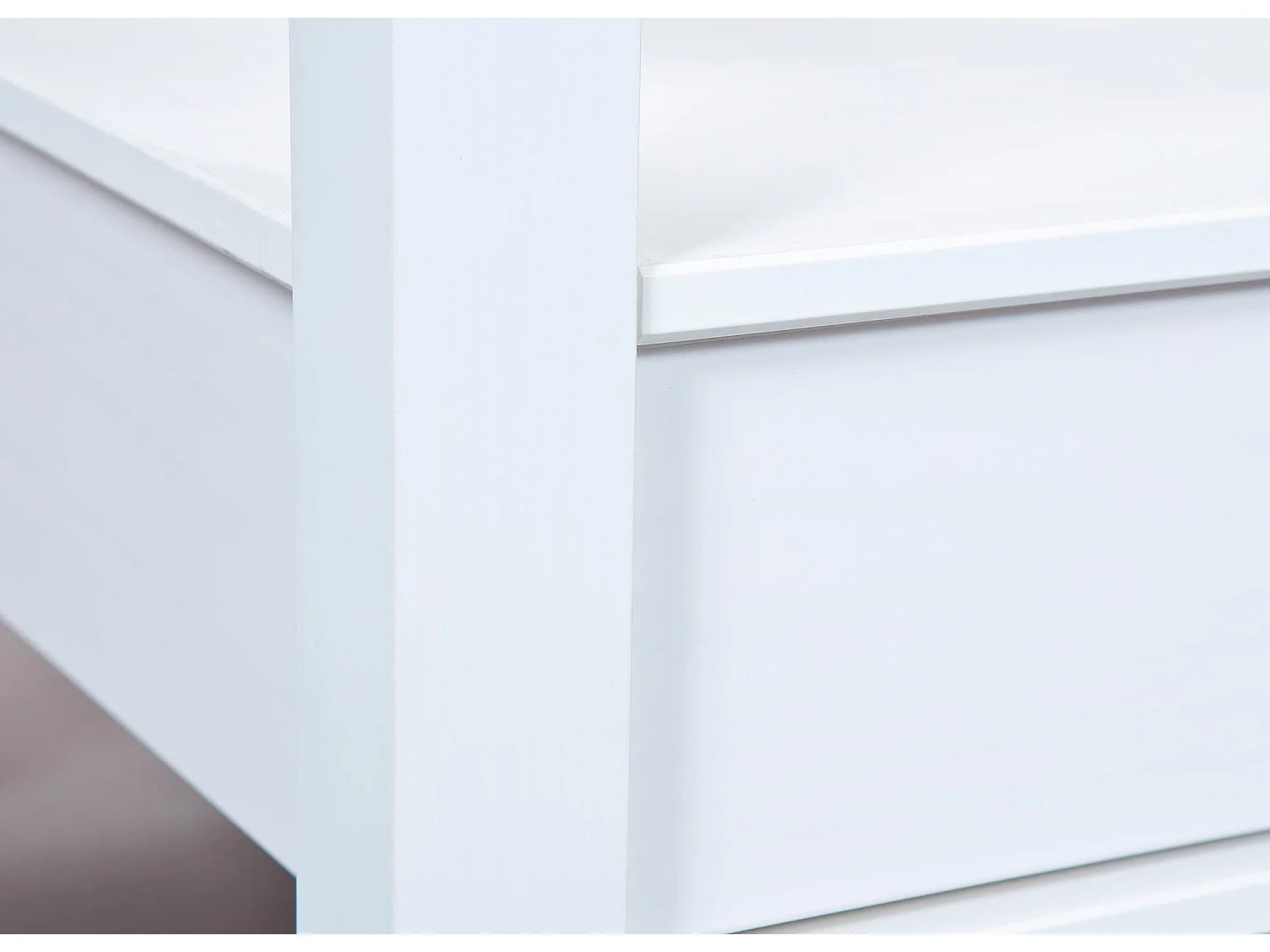 Tavolino da Salotto Minturno, 2 Cassetti, 115x60x45h cm Bianco, Portariviste, un Vano