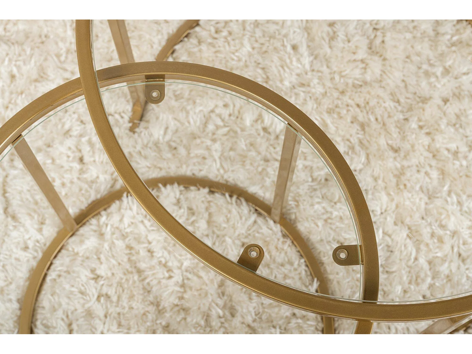 Salontafel Xaden, set van 2 tafels max. draagvermogen 10 kg, 60x60x43h cm goud, rond, glazen blad